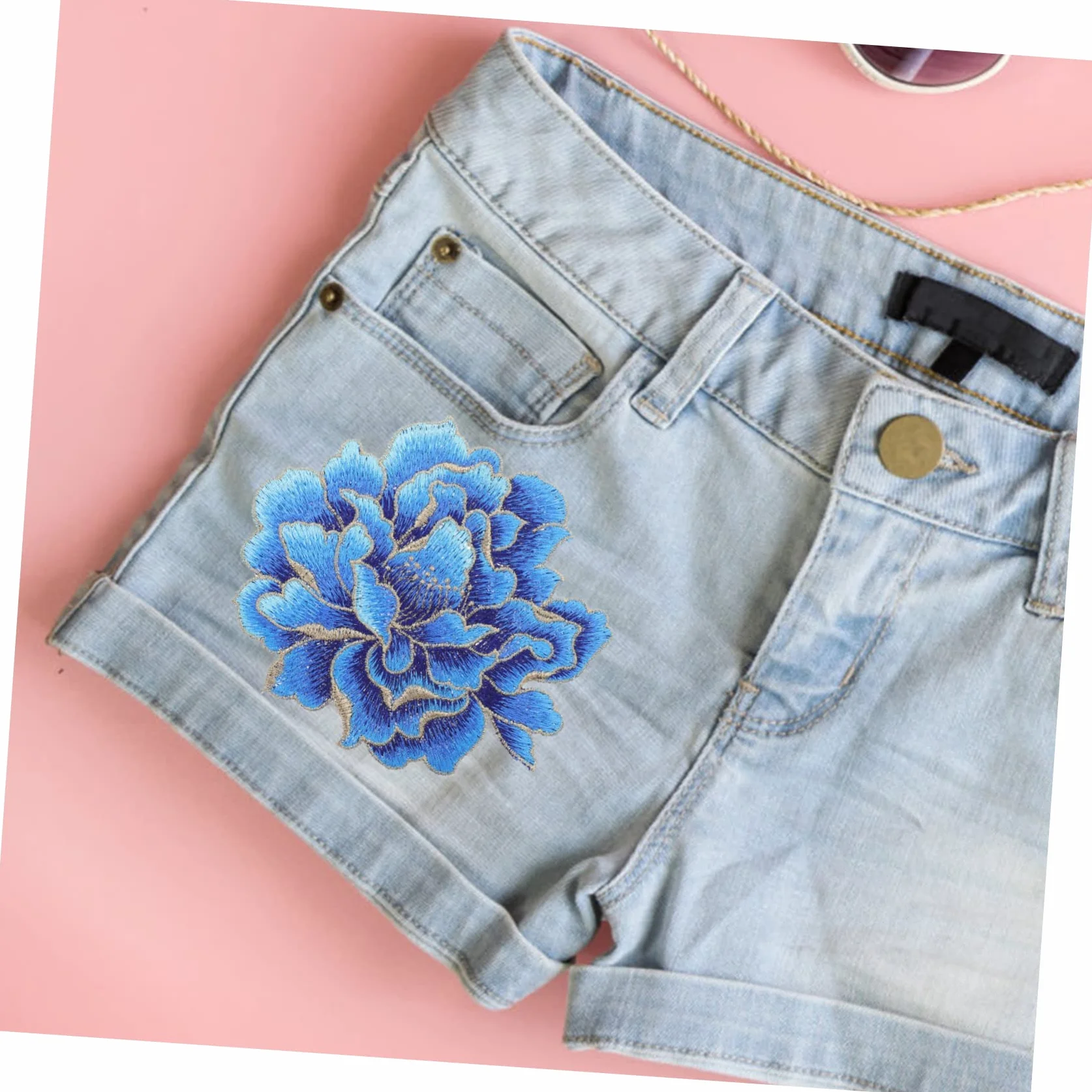 Adornos para Ropa, Parches Bordados de Tela Flores