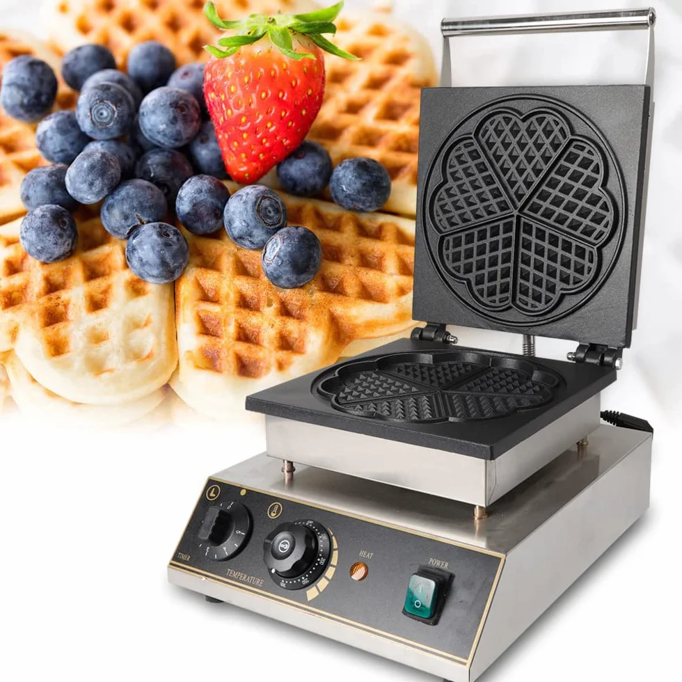 Gofrera de 220 V, doble waffle para 5 gofres, 1750 W, temperatura 50 ~ 300 °C, revestimiento antiadherente, calor rápido y estable