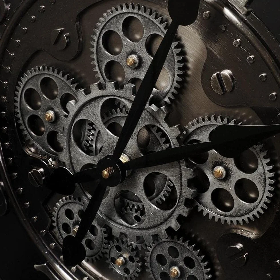 Infinity Time Reloj de Pared Redondo de 21 Pulgadas, diseño de Engranaje Expuesto en Movimiento, Estilo Vintage, Industrial Steampunk, Engranaje de Gran tamaño, Metal Esqueleto, rústico,
