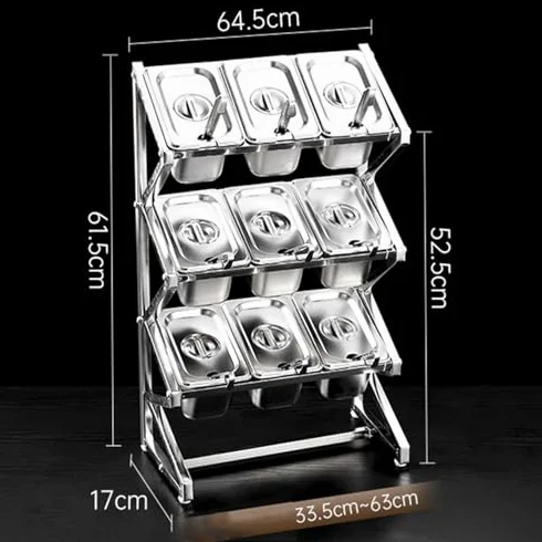 Estante de almacenamiento de cocina expandible con estante, organizador versátil para condimentos, especias y dispensación de alimentos, ideal para bufés de cocina y espacios limitados