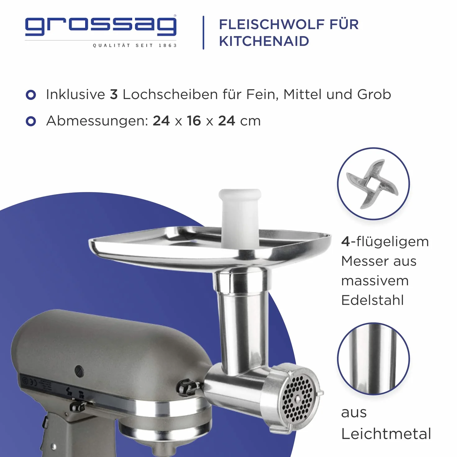 grossag 1352 KFW 5 - Accesorio para picadora de carne (metal ligero)