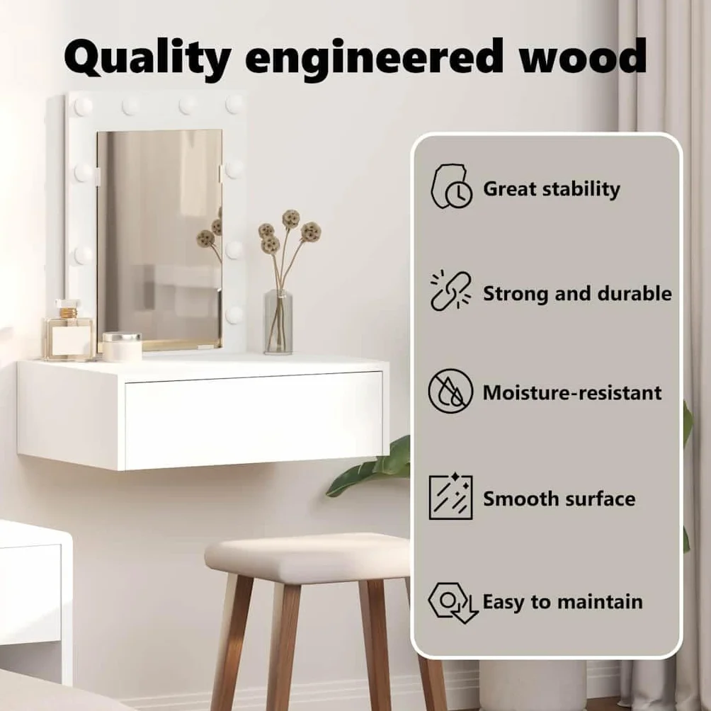 vidaXL Mesa Tocador con cajón 60 x 40 x 70 cm Madera de ingeniería, Mesa de tocador Moderna, tocador Elegante, Funcional en el Dormitorio, con Almacenamiento