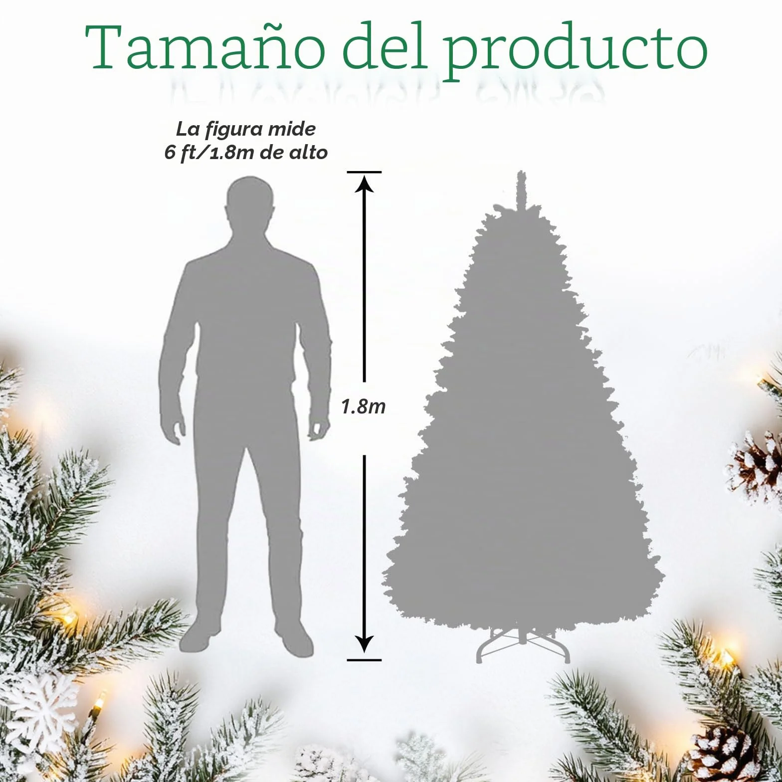Árbol de Navidad Grande Artificial con iluminación,árbol de Navidad de 180 cm con LED y 900 Puntas,árboles de Navidad Artificiales adecuados para decoración de Navidad y Año Nuevo (DABlanco)