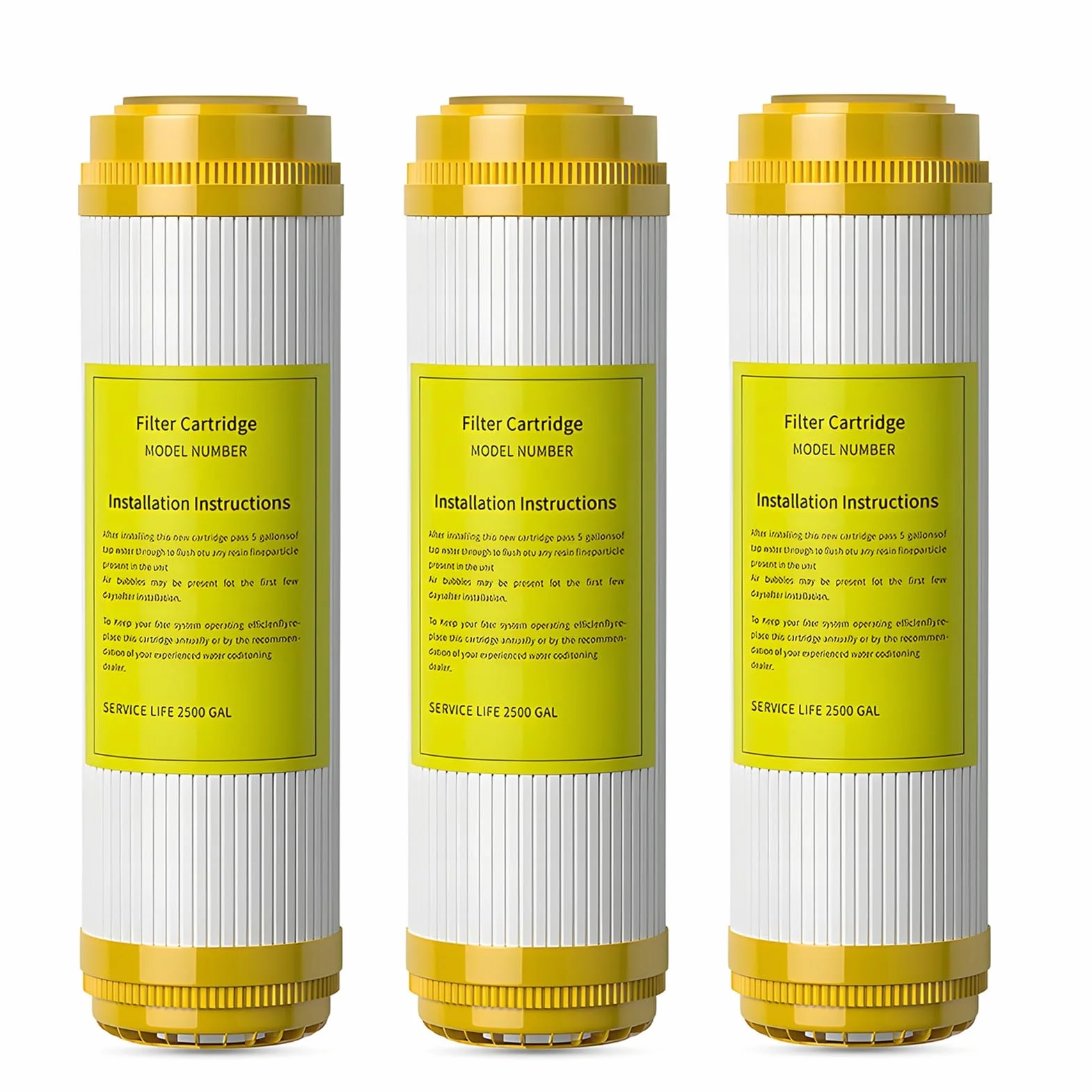 Cartucho de resina catiónica para suavizador de agua de 25 x 6,35 cm, filtro de repuesto para sistemas de filtración de agua de 25 cm para toda la casa (paquete de 3)