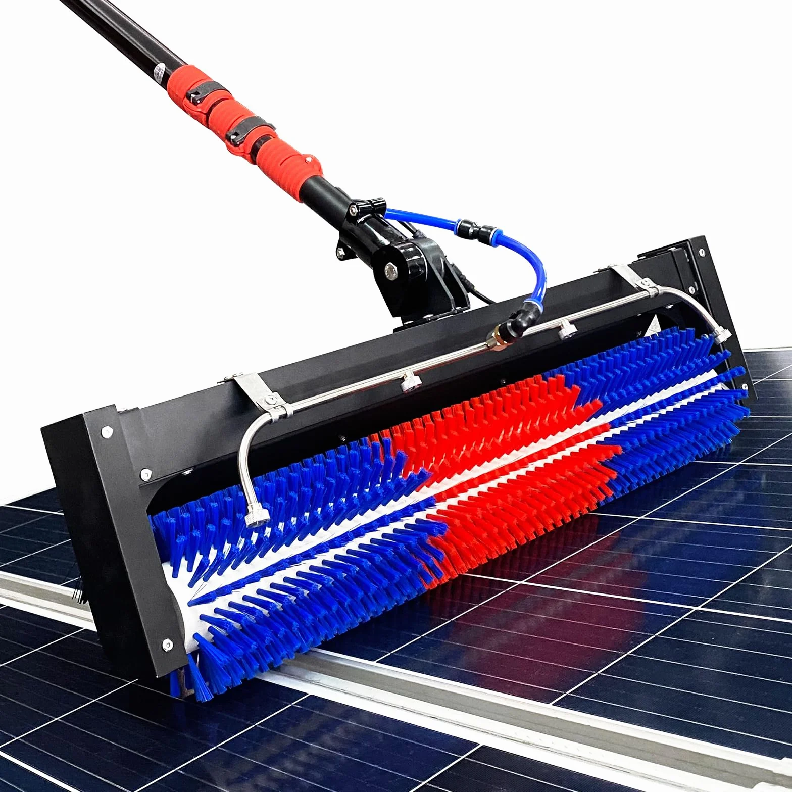 Cepillo Rodillo de Limpieza de Paneles Solares, 24 FT Kit de Poste Alimentado por Agua, Kit de Limpieza de Ventanas para Exteriores Ajustable, con batería de Litio ASIN B0D48LP1P1