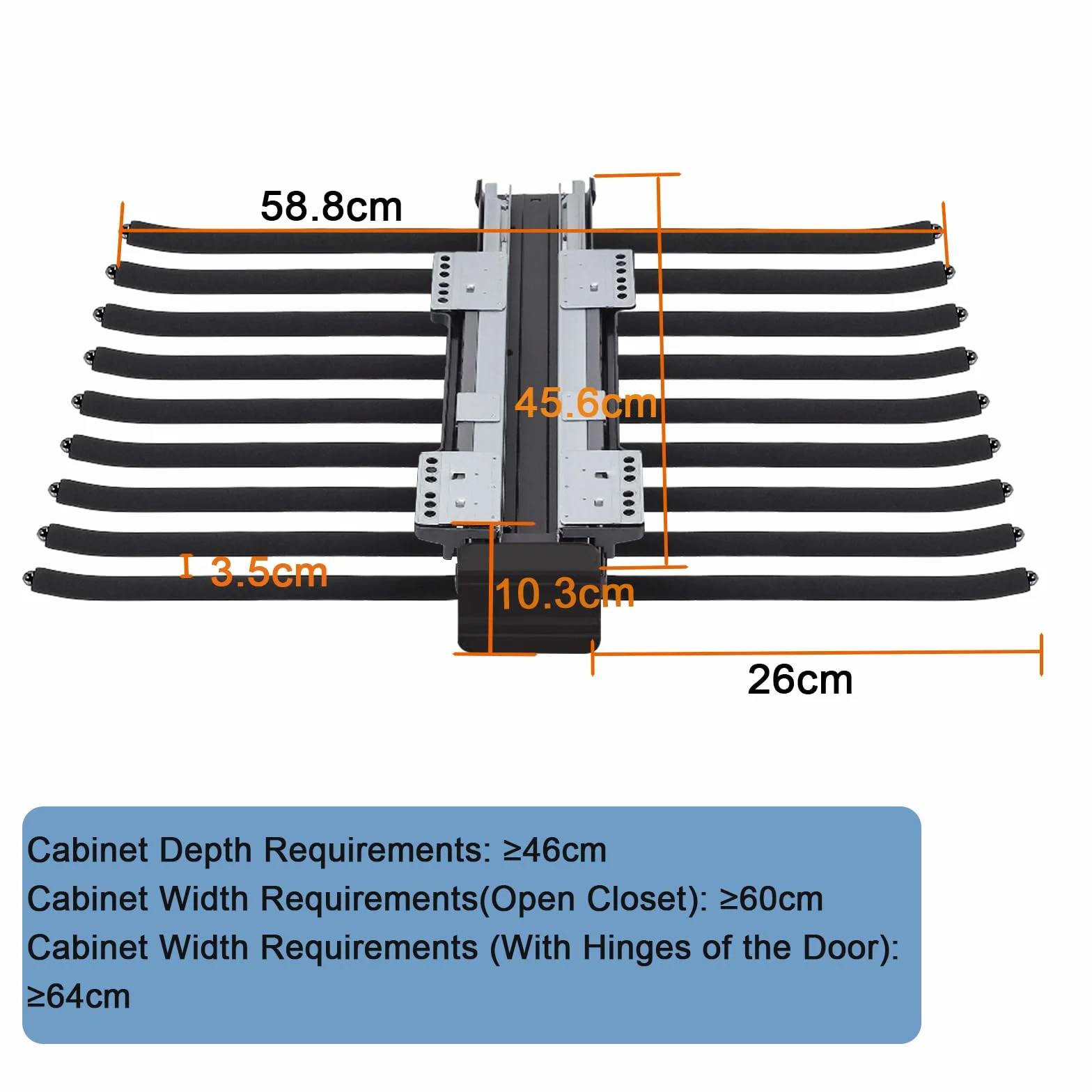 Soporte extensible para pantalón, barra para 18 pantalón, suspensión con amortiguador silencioso, organizador de ropa que ahorra espacio 45,8 cm