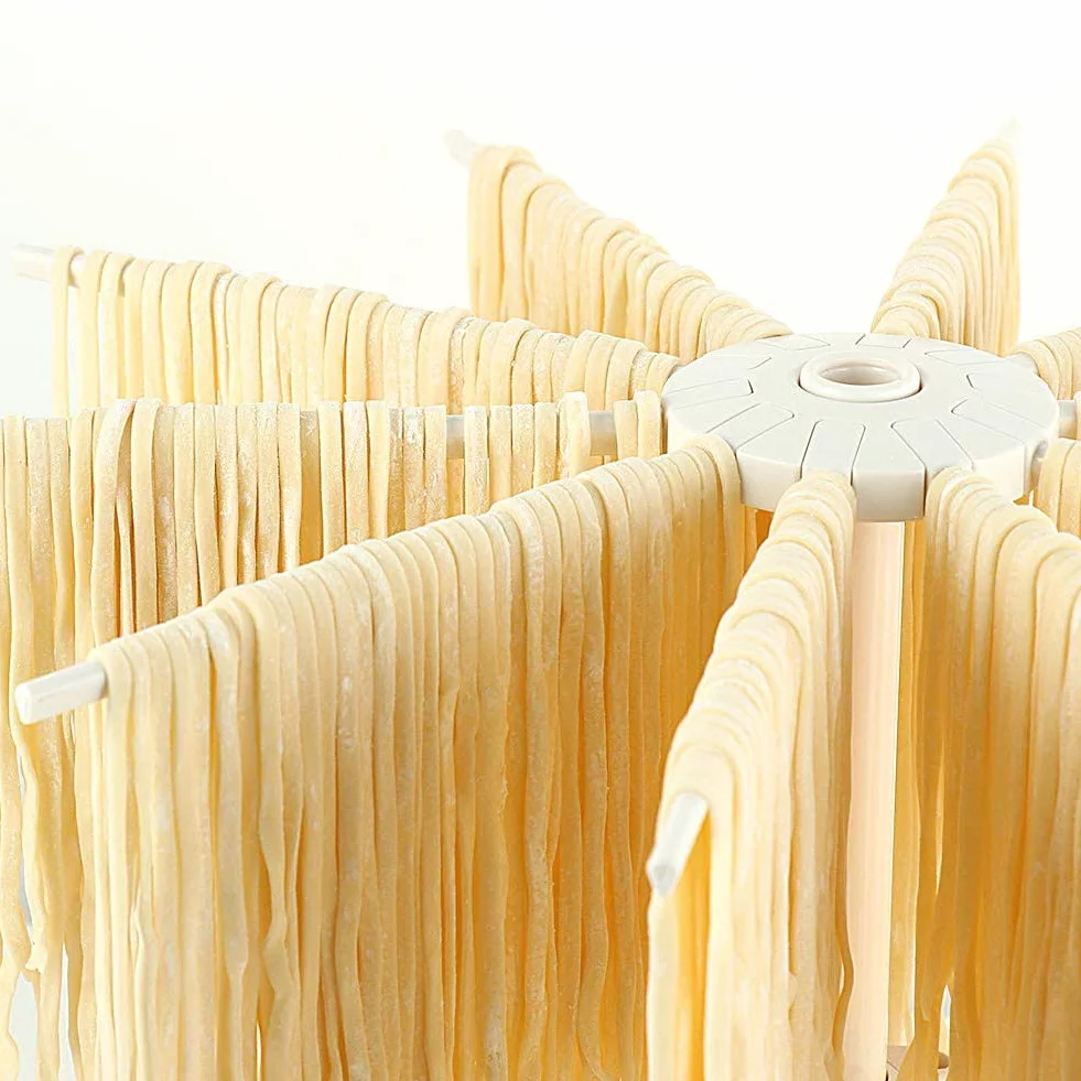 Soporte Plegable Secador de Pasta Fresca, Secador de Pasta Fresca Estante de Secado de Pasta Fideo Plegable con 10 Asas de Barra Fácil de almacenar, rápido de Instalar