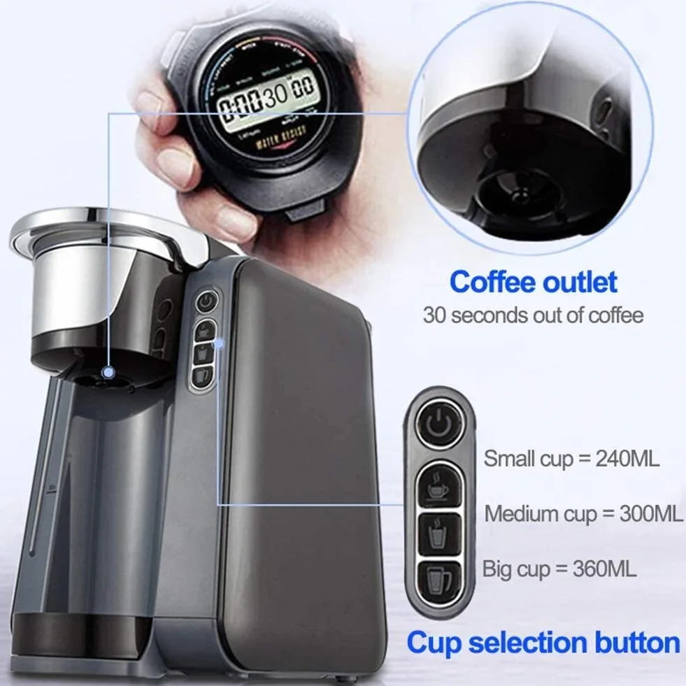 Cafetera, K-Cup Cápsula Máquina de café 3Bar Cafetera automática Taza Grande Té de Leche automático Máquina de Bebidas Calientes Máquina Comercial Todo en uno (Color : Red)