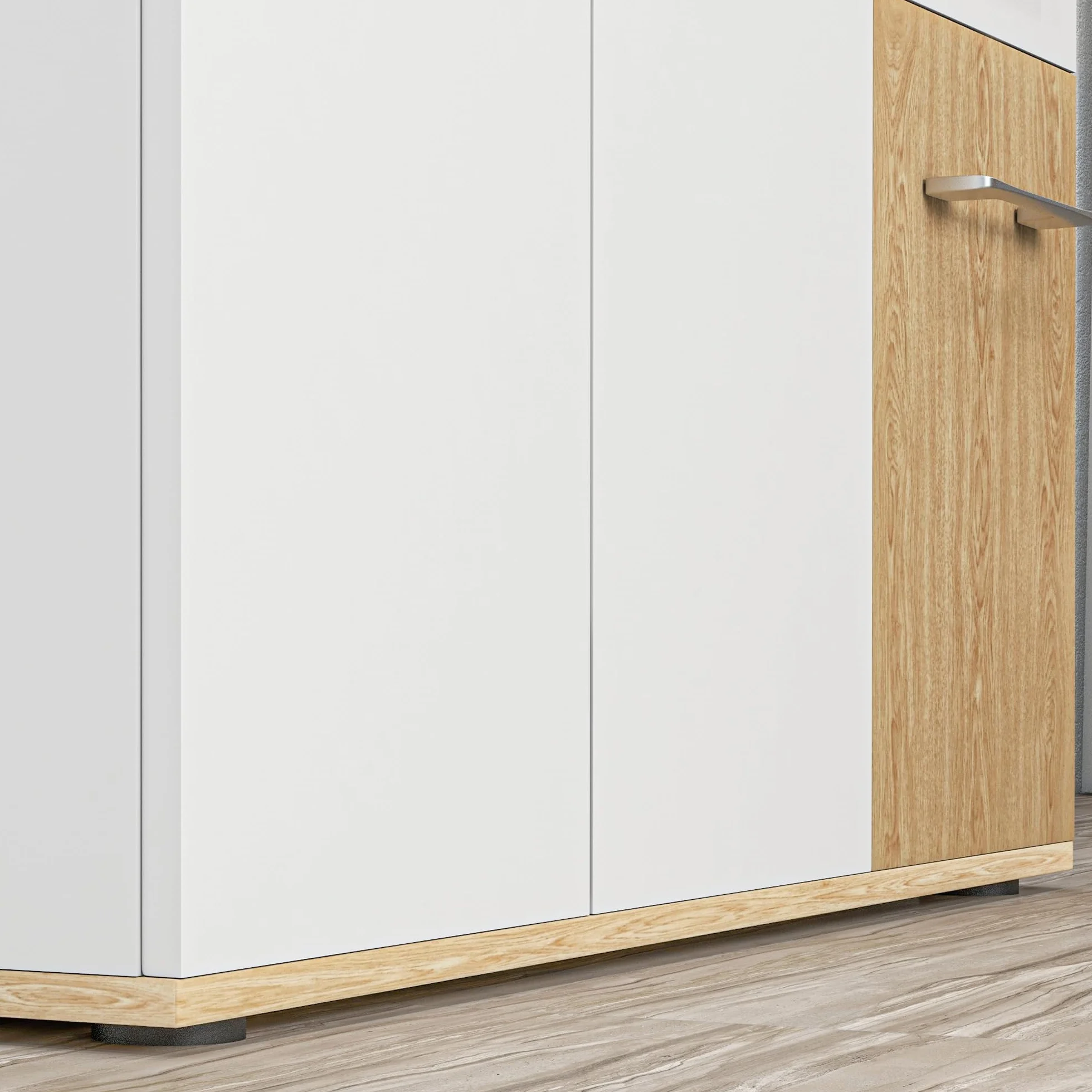 HOMCOM Aparador de Salón Moderno con 2 Cajones y 2 Armarios 90x30x75,5 cm Blanco y Natural
