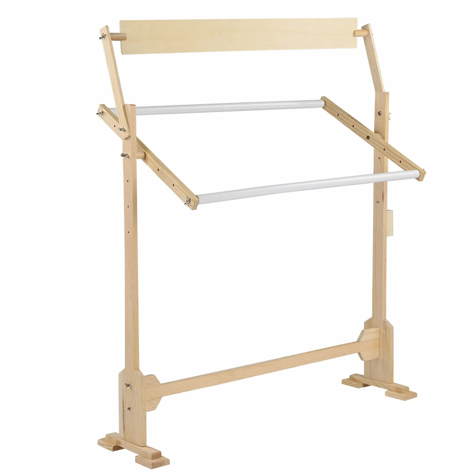 lyrlody Soporte de Bordado de Gran Tamaño con Marco de Madera Ajustable, Kit Giratorio para Punto de Cruz y Costura