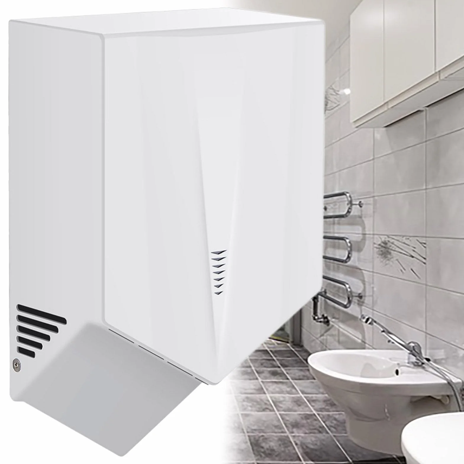 Secador de Manos Comercial, Secador de Manos de Alta Velocidad, para Baños, Uso Comercial o Doméstico, Secador de Manos Eléctrico con Filtro de Aire,White
