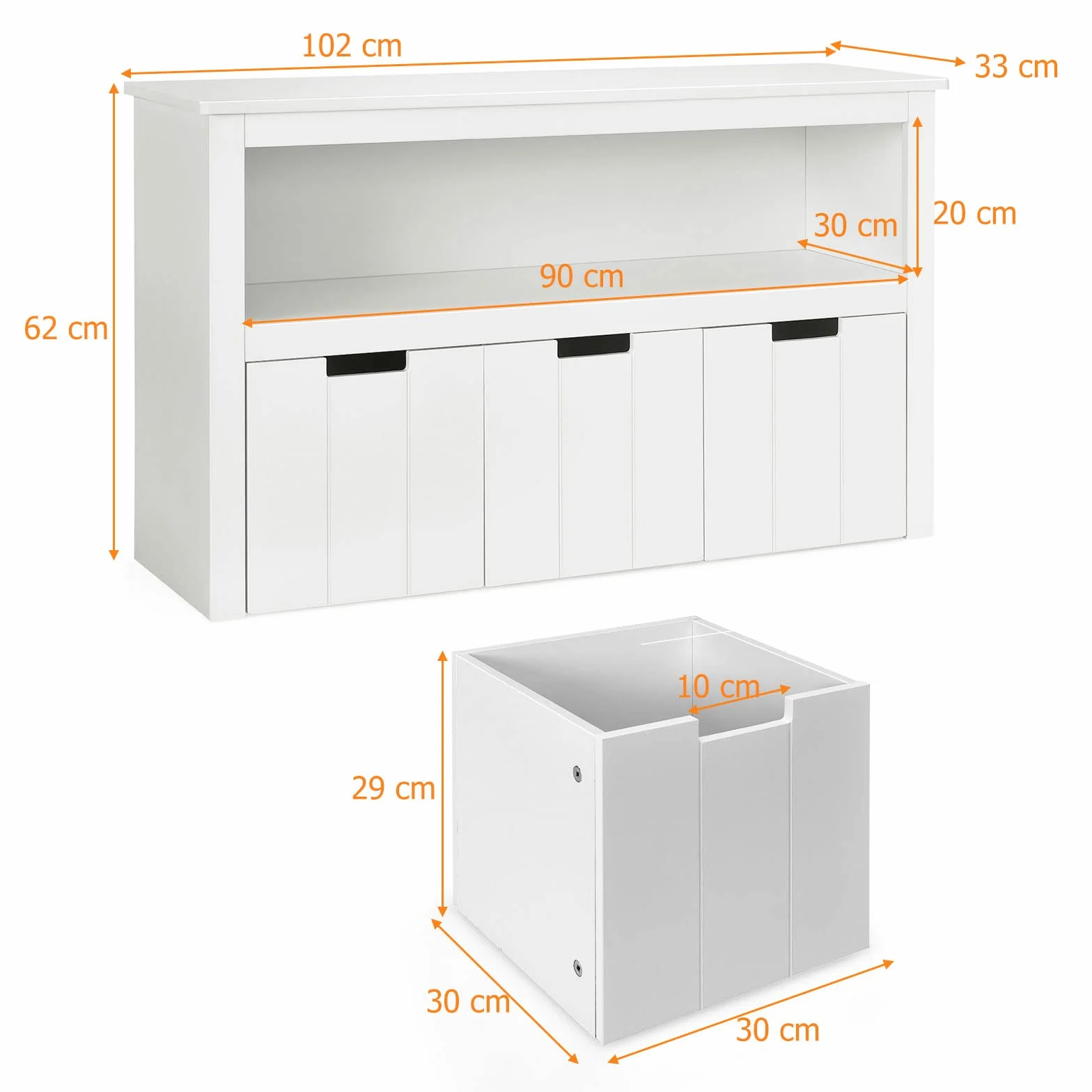 GOPLUS Armario de Almacenamiento para Juguetes para Niños, Estantería de 3 Cajones, Gran Estantería para Cubos de Almacenamiento, Armario de Almacenamiento para Habitación de Niños, 102 x 33 x 62 cm