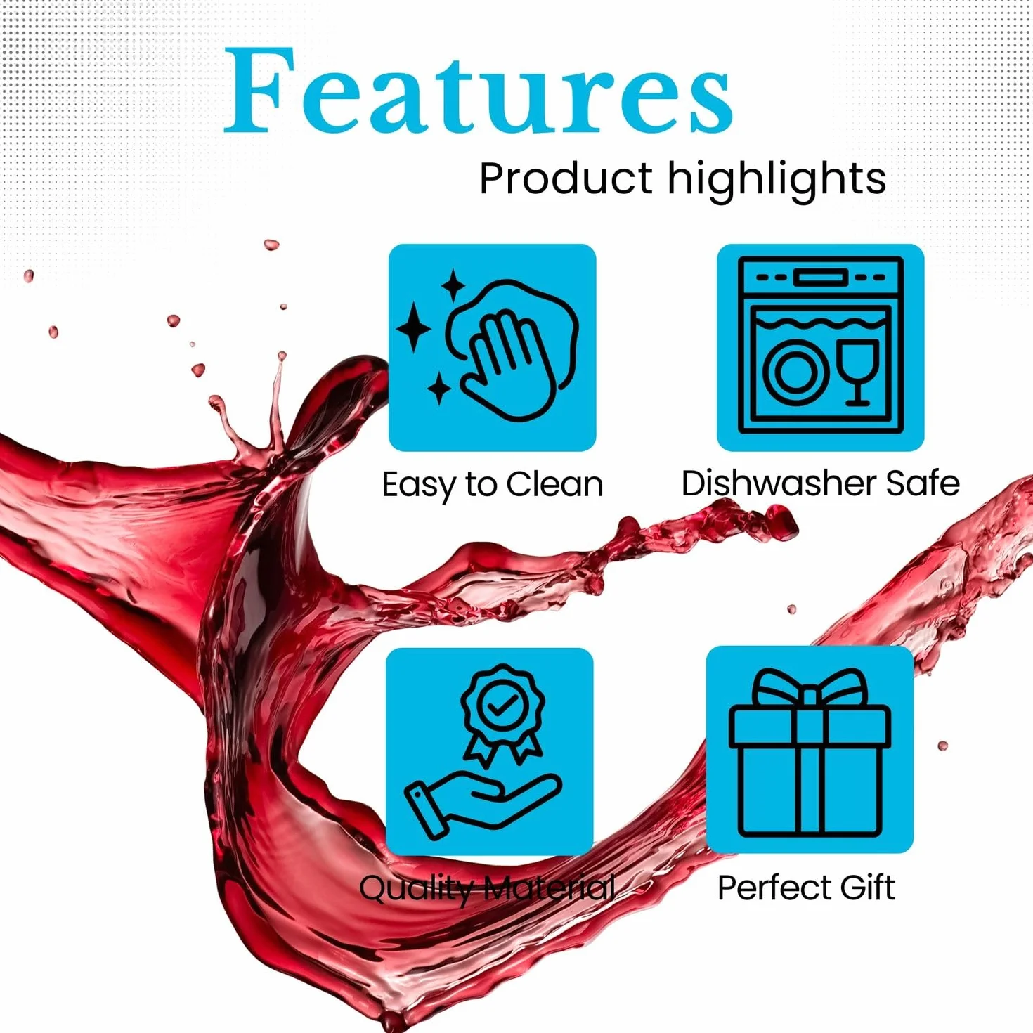 INTIRILIFE 4x Copa de vino con diseño moderno en Negro - Capacidad de 500 ml - Copa para vino tinto vino blanco, cáliz, apto para lavavajillas, vidrio de cristal, resistente a golpes