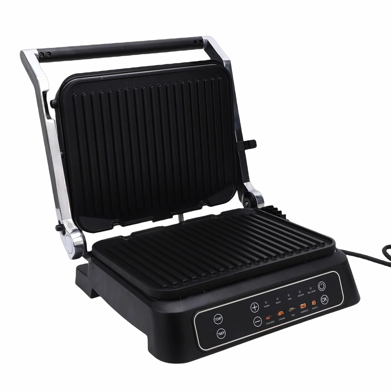 Socobeta Panini Press Grill Potente Sandwichera Eléctrica Antiadherente de 2000 W para Cocinar en Casa Comidas Familiares (Enchufe europeo)