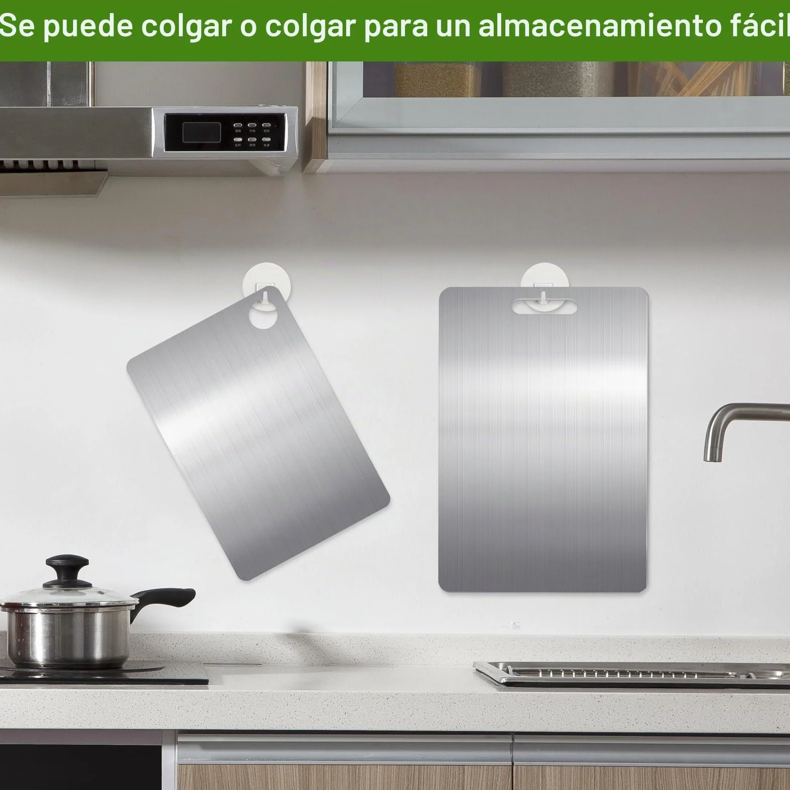 Tabla Cortar Acero Inoxidable 304 Doble Cara 40x30cm+30x20cm para Cocina