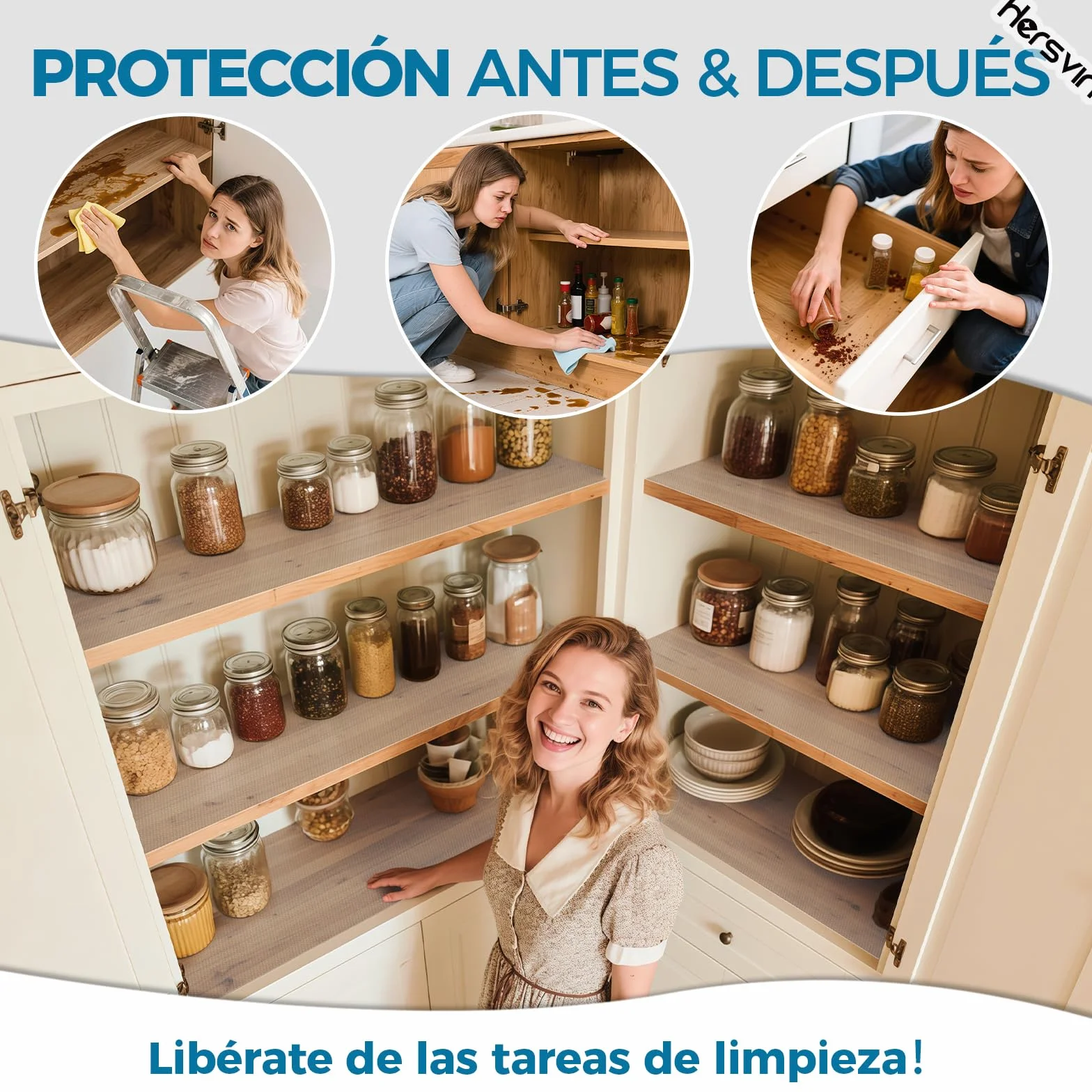 Hersvin Plastico Protector para Cocina Cajones, Alfombras Non Adhesivo EVA Cubre Encimera 50cmx600cm Transparente