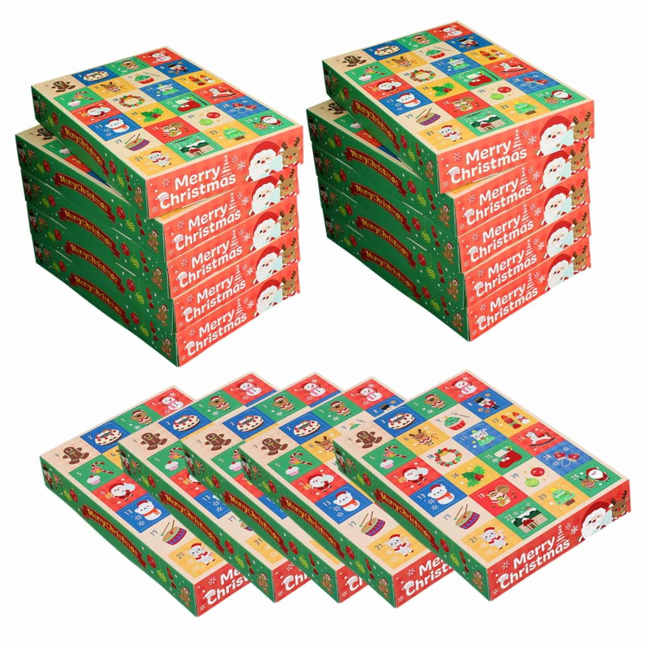 EPIGEIST 15 Piezas Caja de Calendario de Regresiva para Navidad Cajas Vacías de Calendario de Adviento de Bricolaje de Dulces y Regalos de Vacaciones