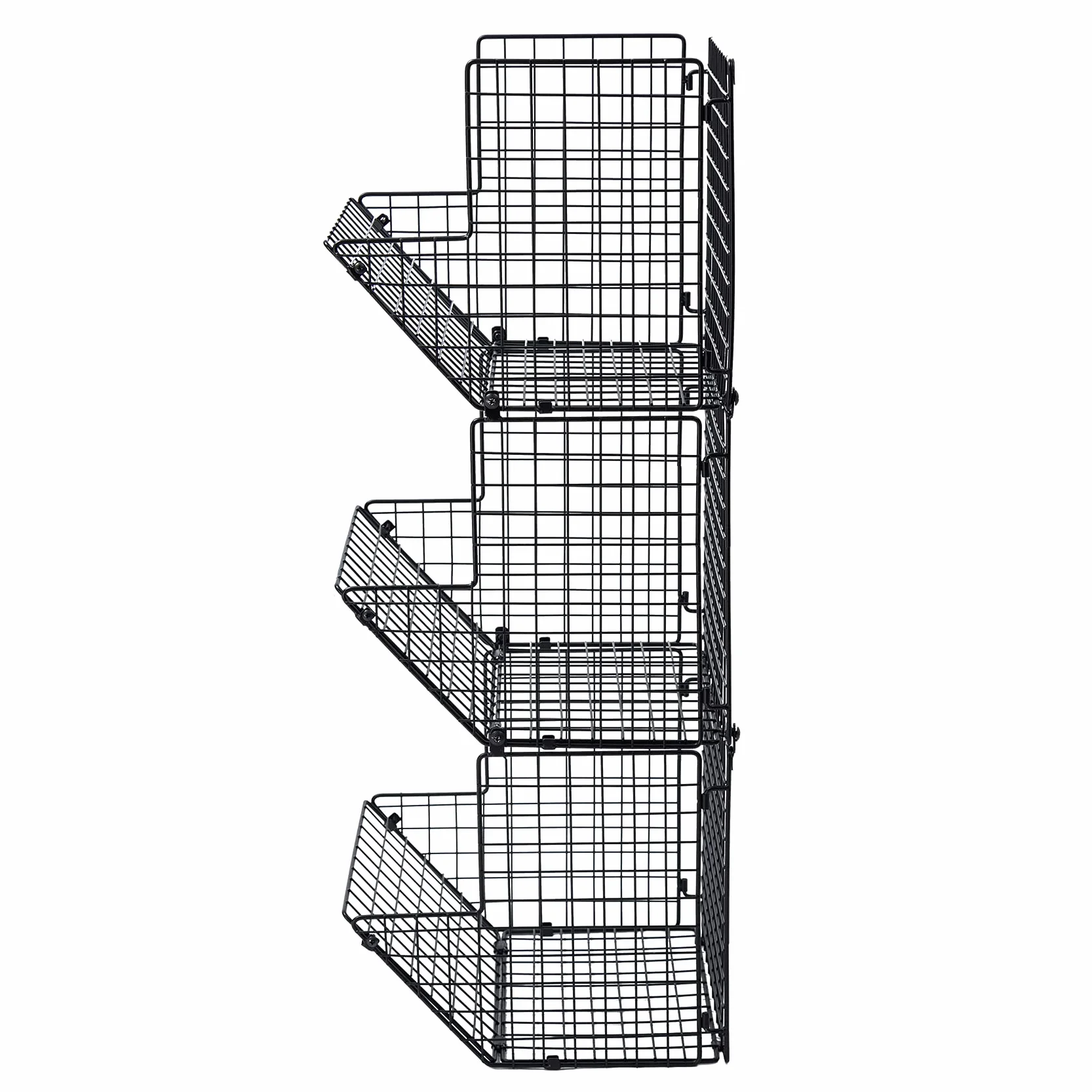 ACAGALA Estantería de pared de alambre de hierro de 3 niveles, cesta de almacenamiento montada en la puerta con ganchos y cinta adhesiva que no deja residuos, estante de cocina para frutas, toallas y