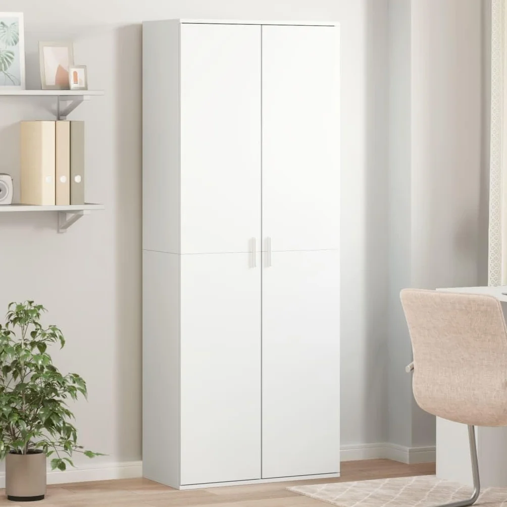 vidaXL Aparador Alto Madera de ingeniería Blanco 70x35x180 cm, aparador, Armario de Almacenamiento, Mueble Auxiliar, Armario, Armario Auxiliar