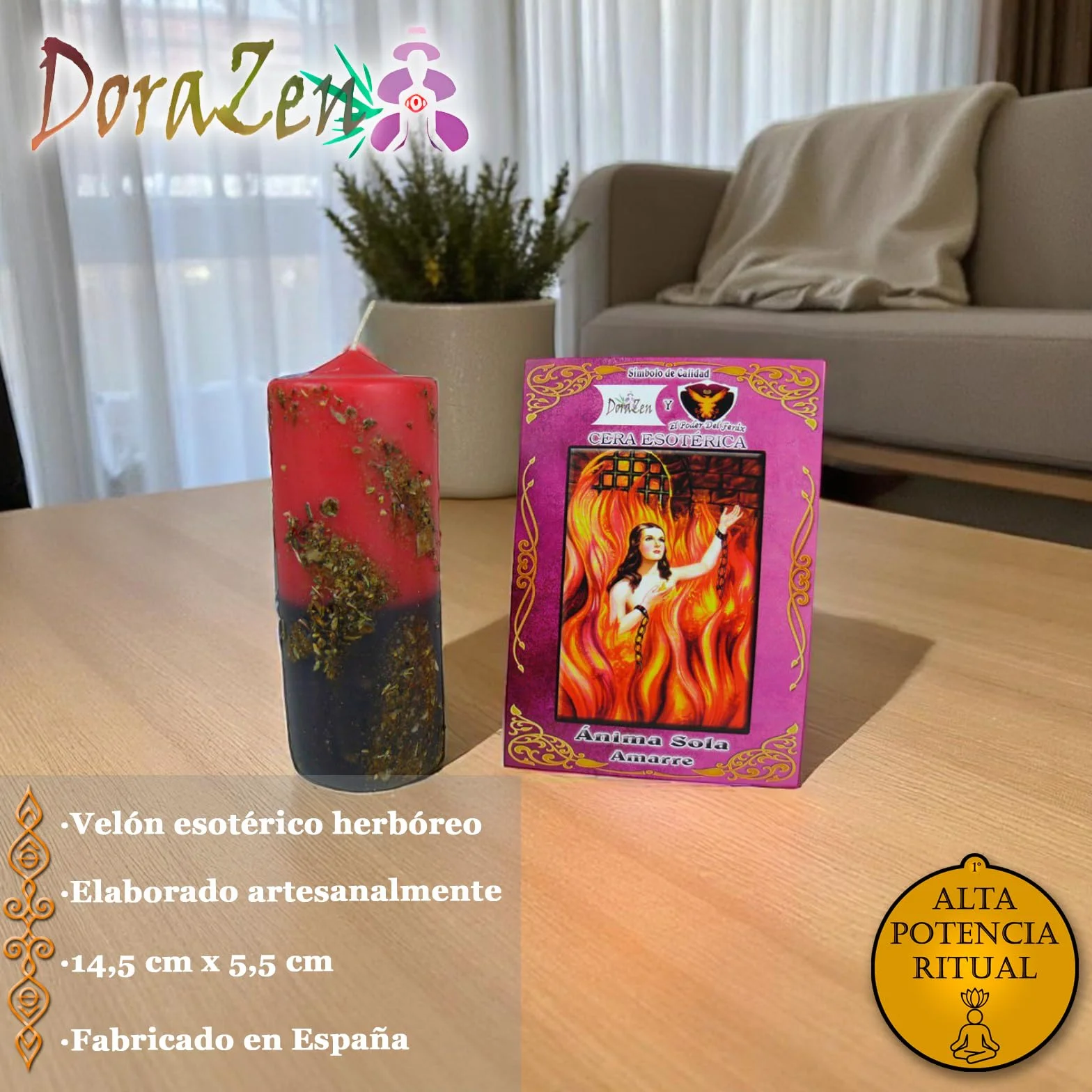DORAZEN Velón esotérico herbóreo Ánima Sola - Ritual místico para amarrar al ser Amado
