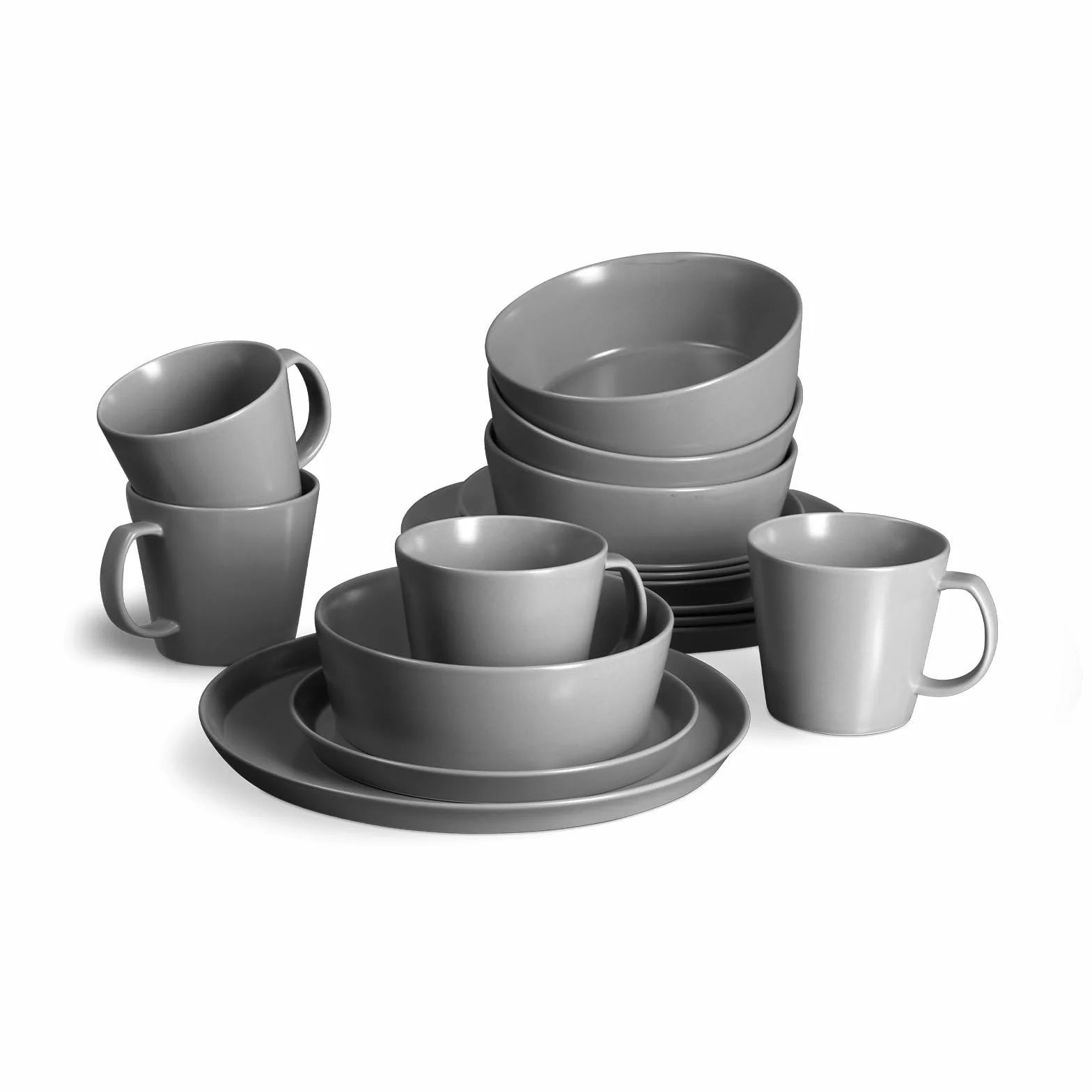 SPRINGLANE Sweet Scandi Juego de Vajilla de Cerámica de 16 Piezas – 4 Platos Vajilla, 4 Platos de Desayuno, 4 Cuencos Desayuno, 4 Tazas de Café – Vajillas Completas Modernas – Apta para Lavavajillas