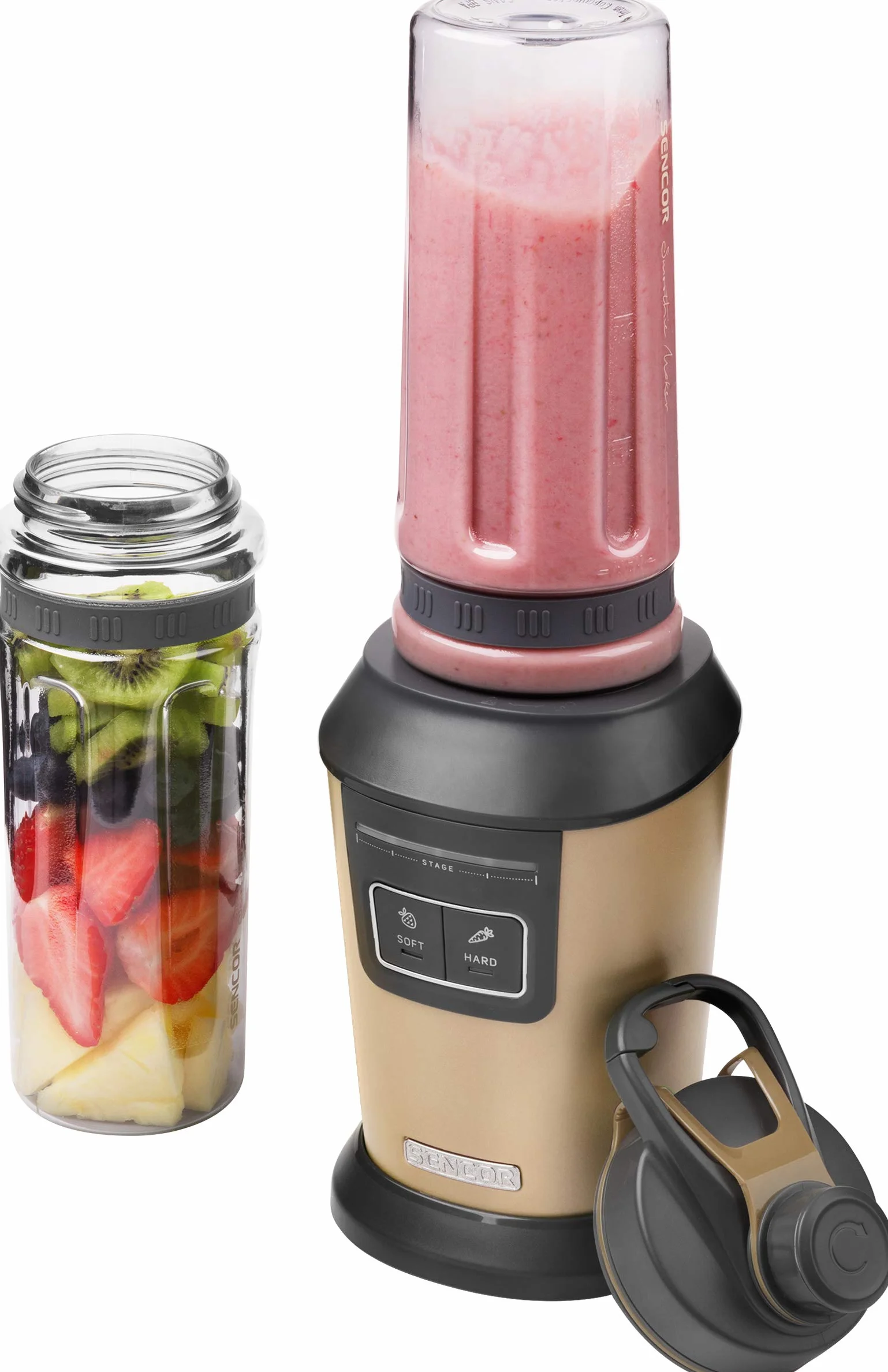 SENCOR SBL 7077CH - Batidora de vaso para smoothies (con 2 botellas deportivas, sin BPA)
