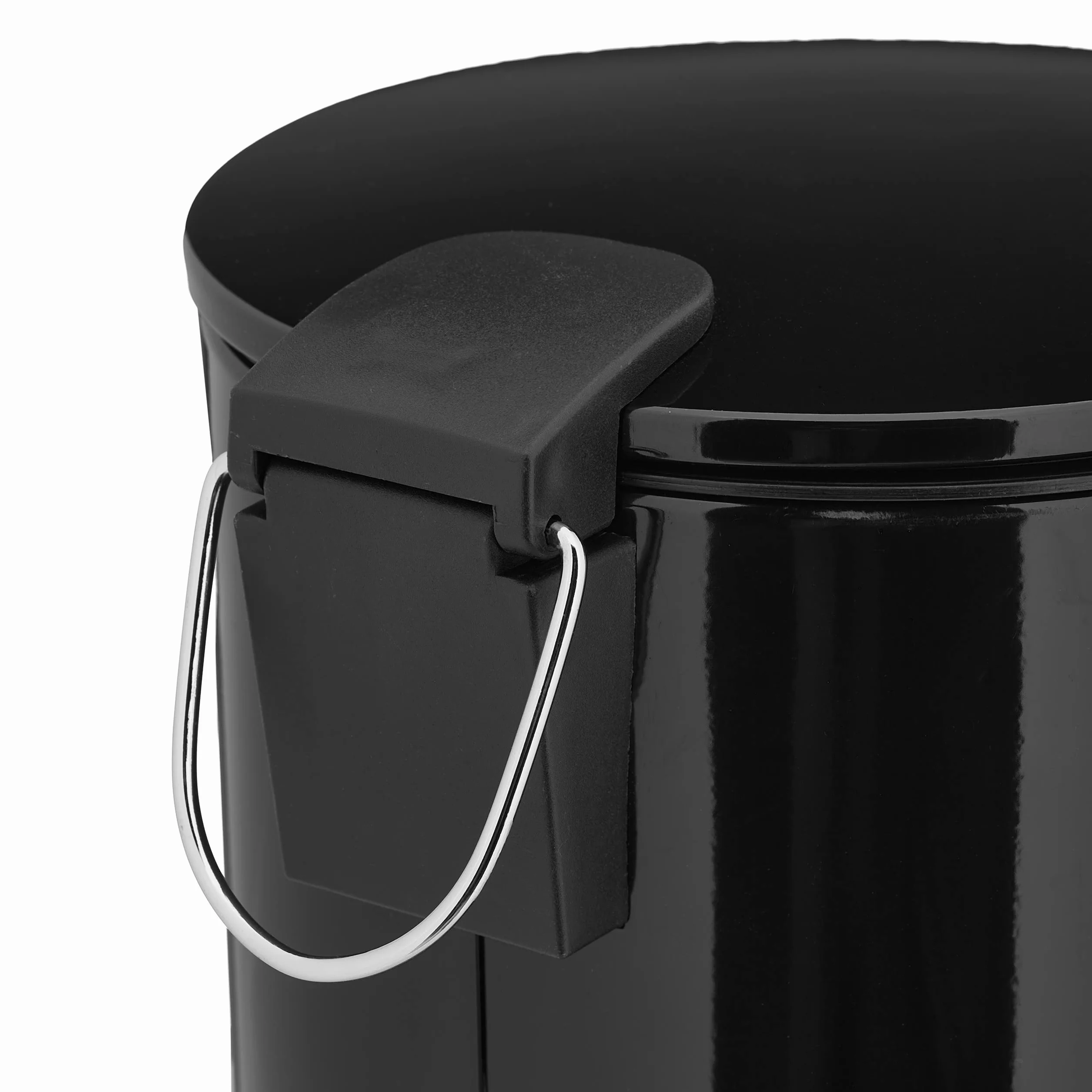Relaxdays Cubo Basura 5 litros Mecanismo Automático Metal Negro