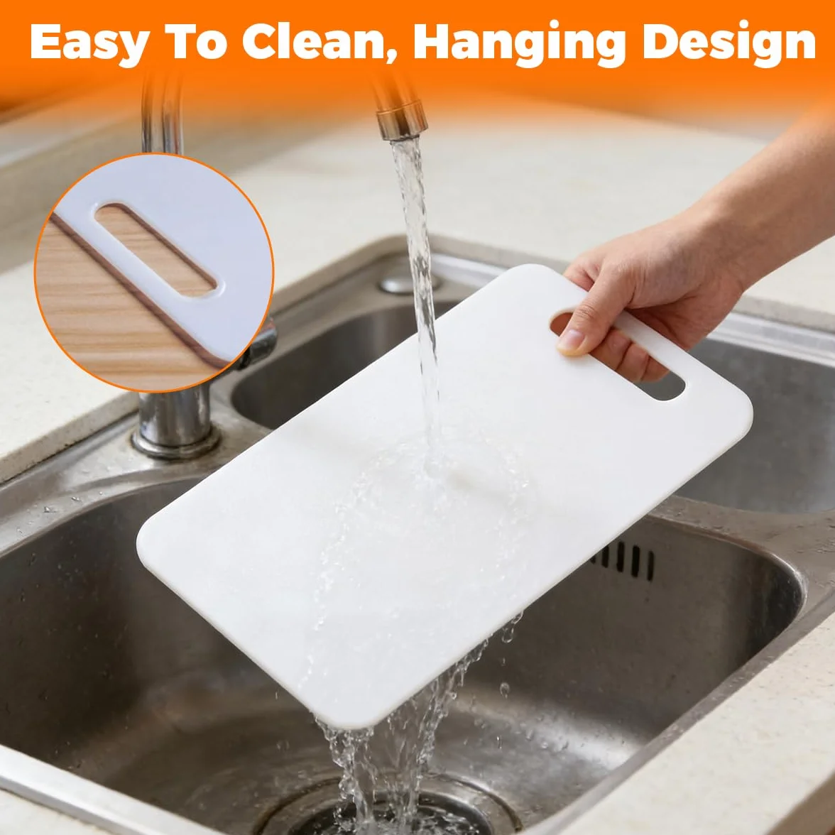 Tablas de Cortar Plástico 6 Piezas 29x19cm Antibacterianas Blanco Apta para Lavavajillas