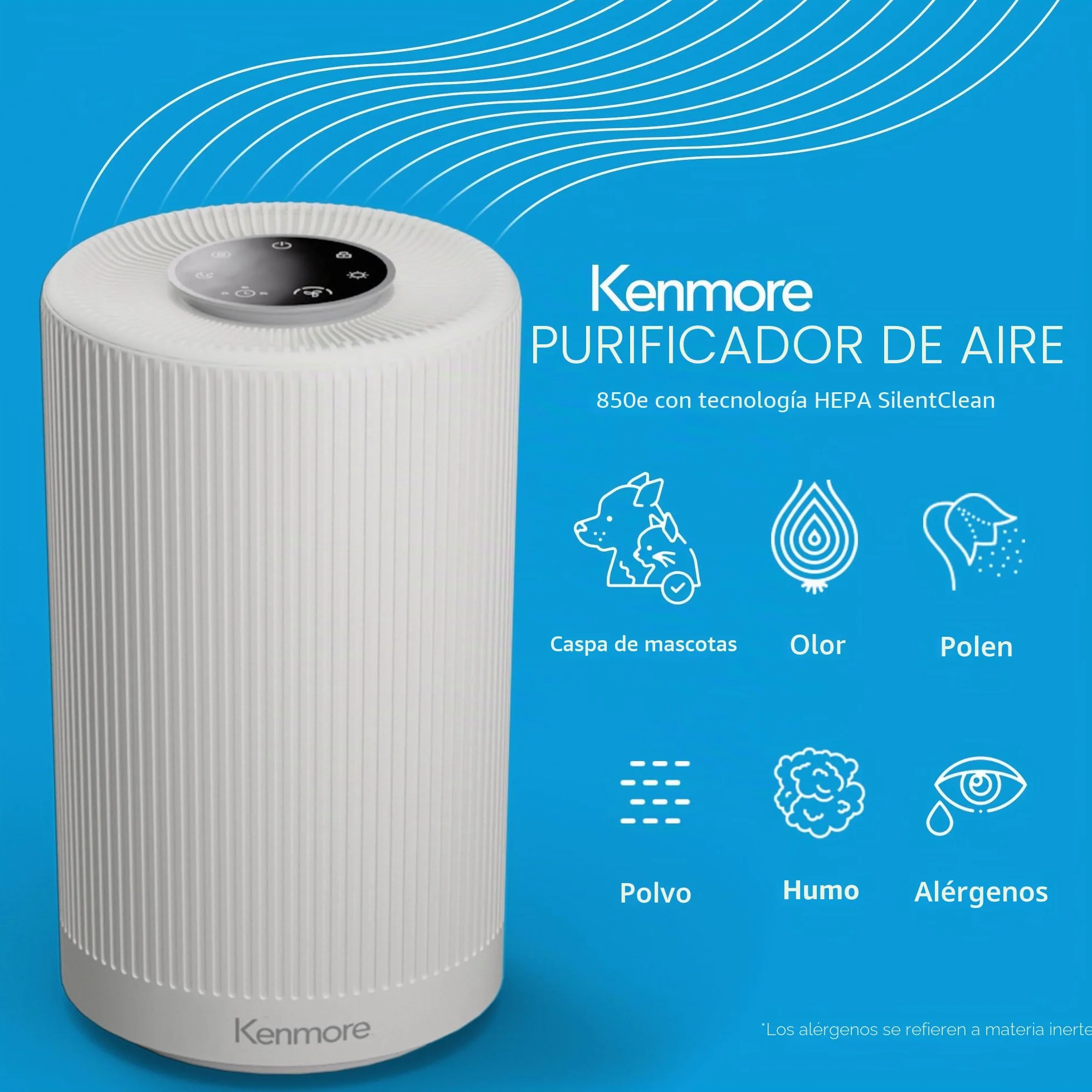 Kenmore Purificador de aire PM1005 con filtro HEPA H13, cubre hasta 850 pies cuadrados, sistema de filtración HEPA SilentClean de 3 etapas de 25 dB para oficina y dormitorio | SilentClean - Sistema de filtración HEPA de 3 etapas de 25 dB para oficina y do
