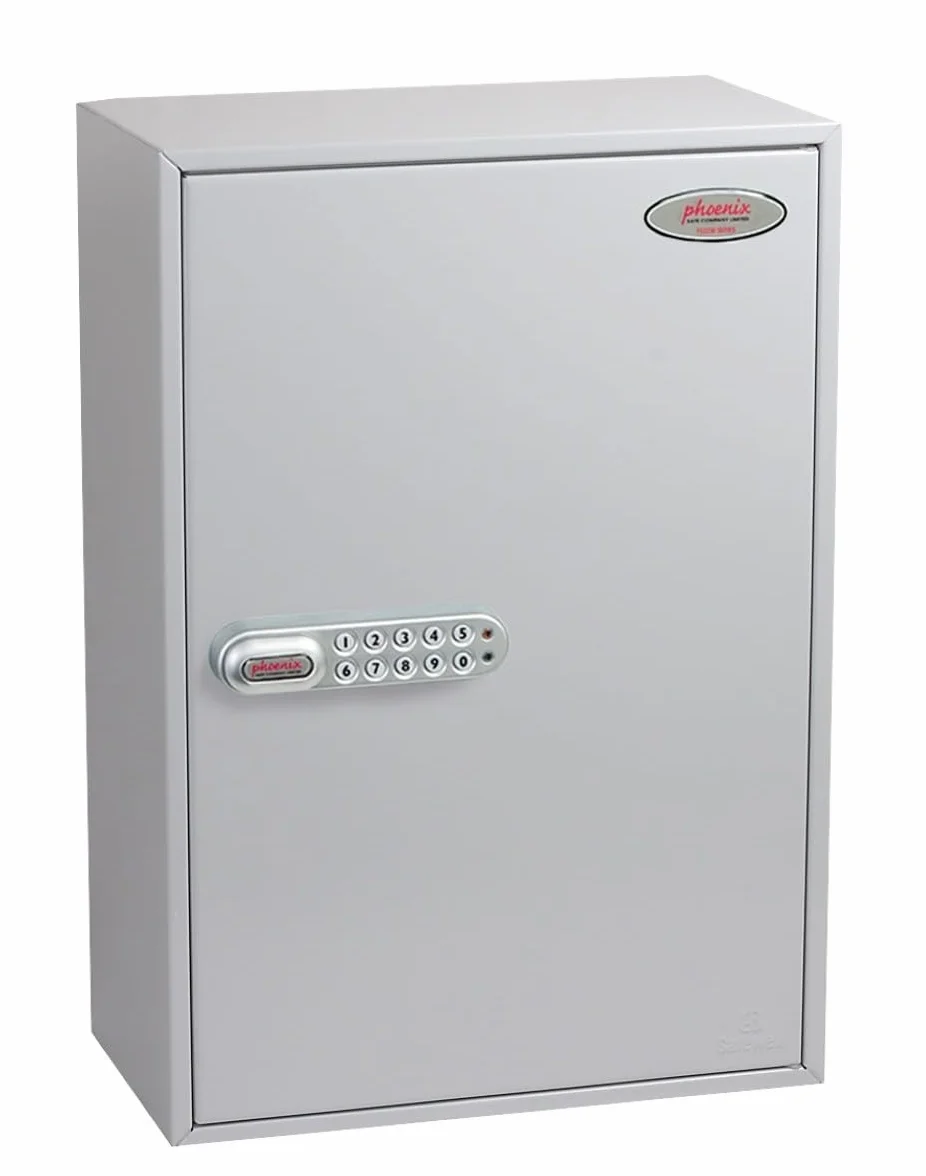 PHOENIX SAFE Company Gabinete de Llaves comerciales Phoenix KC0605E Gancho con Cerradura electrónica, Metal, Gris, 300 Hooks