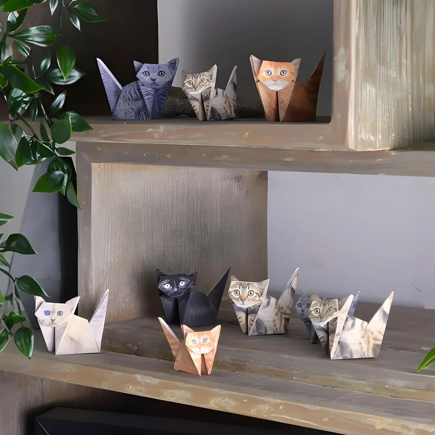 SIXHAOBU Papel gatos Origami 50 hojas 3D conjunto manual papelería kit actividad adulto DIY decoración escritorio