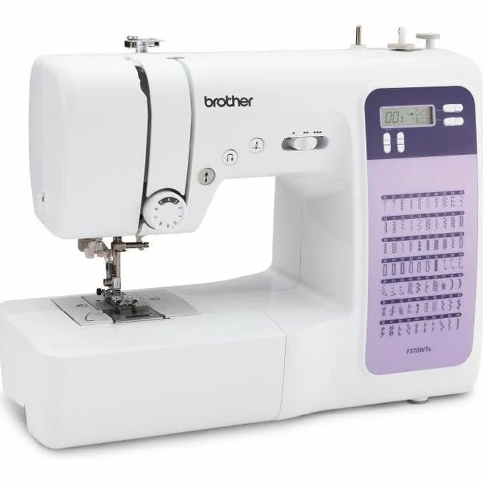 Brother FS70WTx Patchwork-Nähmaschine mit Máquina de Coser, Metal, Blanco, Morado, Full-size sewing machine + Anschiebetisch