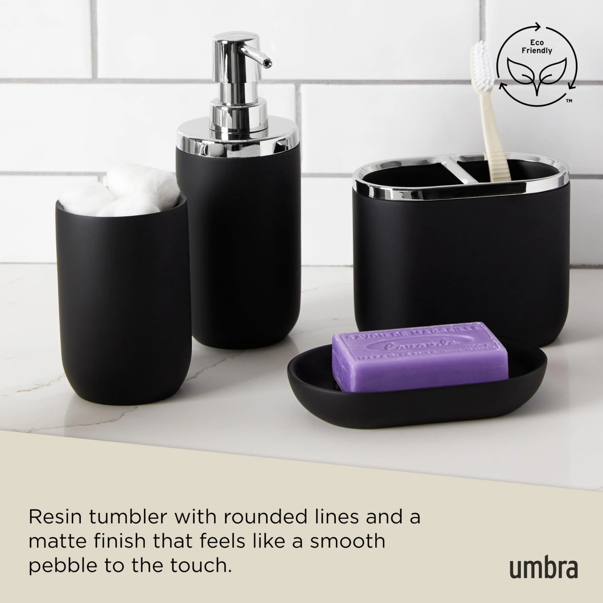 Umbra Junip Vaso para baño, Resina, Negro