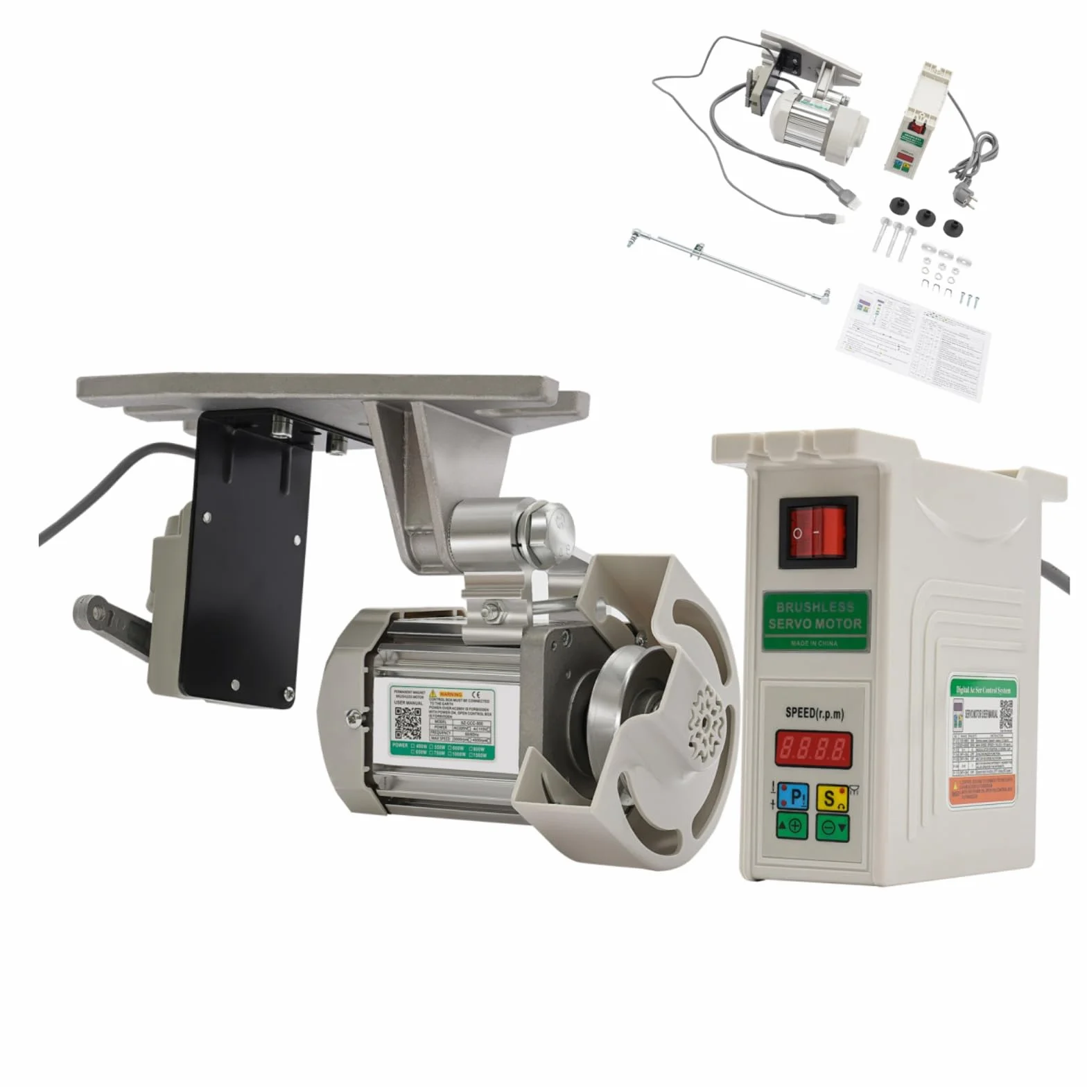 Motor eléctrico de máquina de coser de 750 W, 220 V, servo motor eléctrico sin escobillas, máquinas de coser industriales ajustables 500-3500 rpm, máquina de coser de bajo consumo para