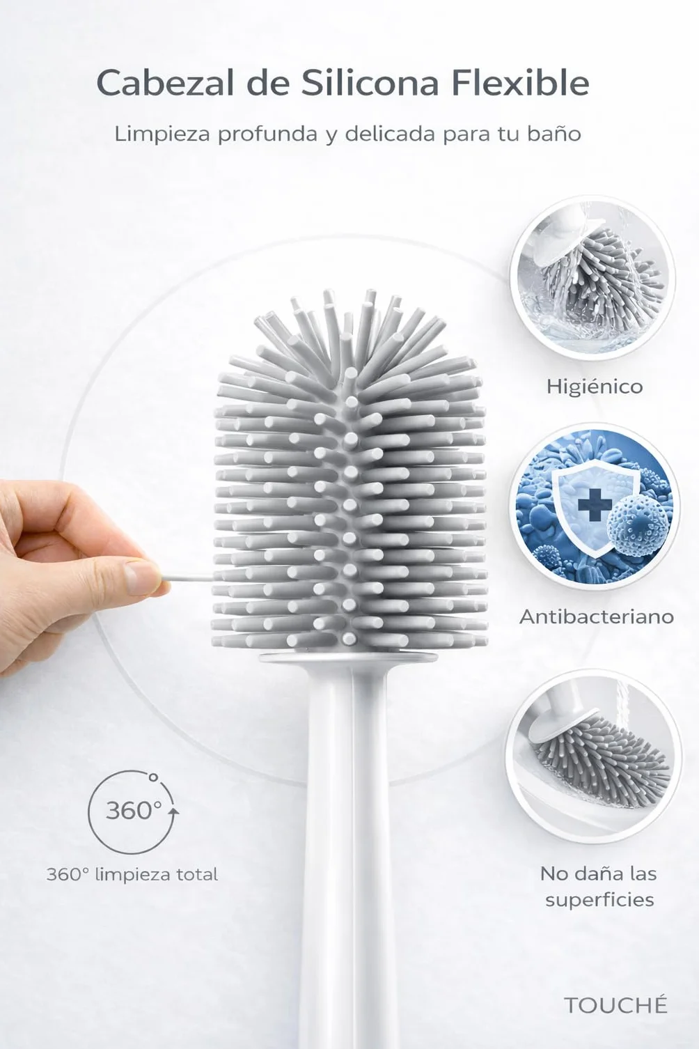 Escobilla de Baño con Dispensador de Jabón, Antibacteriana de Silicona para Limpieza de Inodoro
