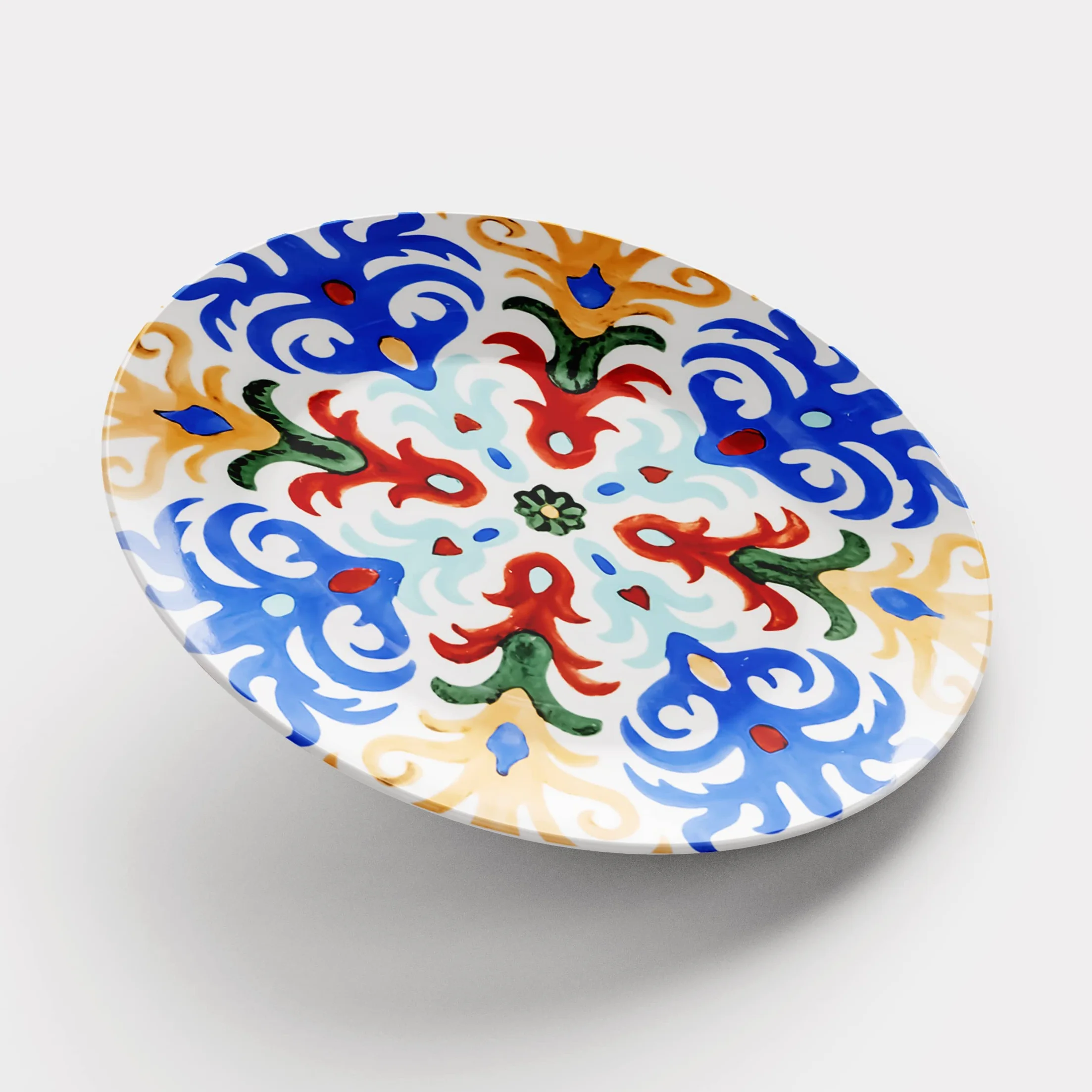 Baroni Home Juego de 18 Platos de porcelana y gres, Vajilla para 6 personas, Set Completo, Conjunto de Platos planos, hondos y platillos para postre, Fantasía Sorrento