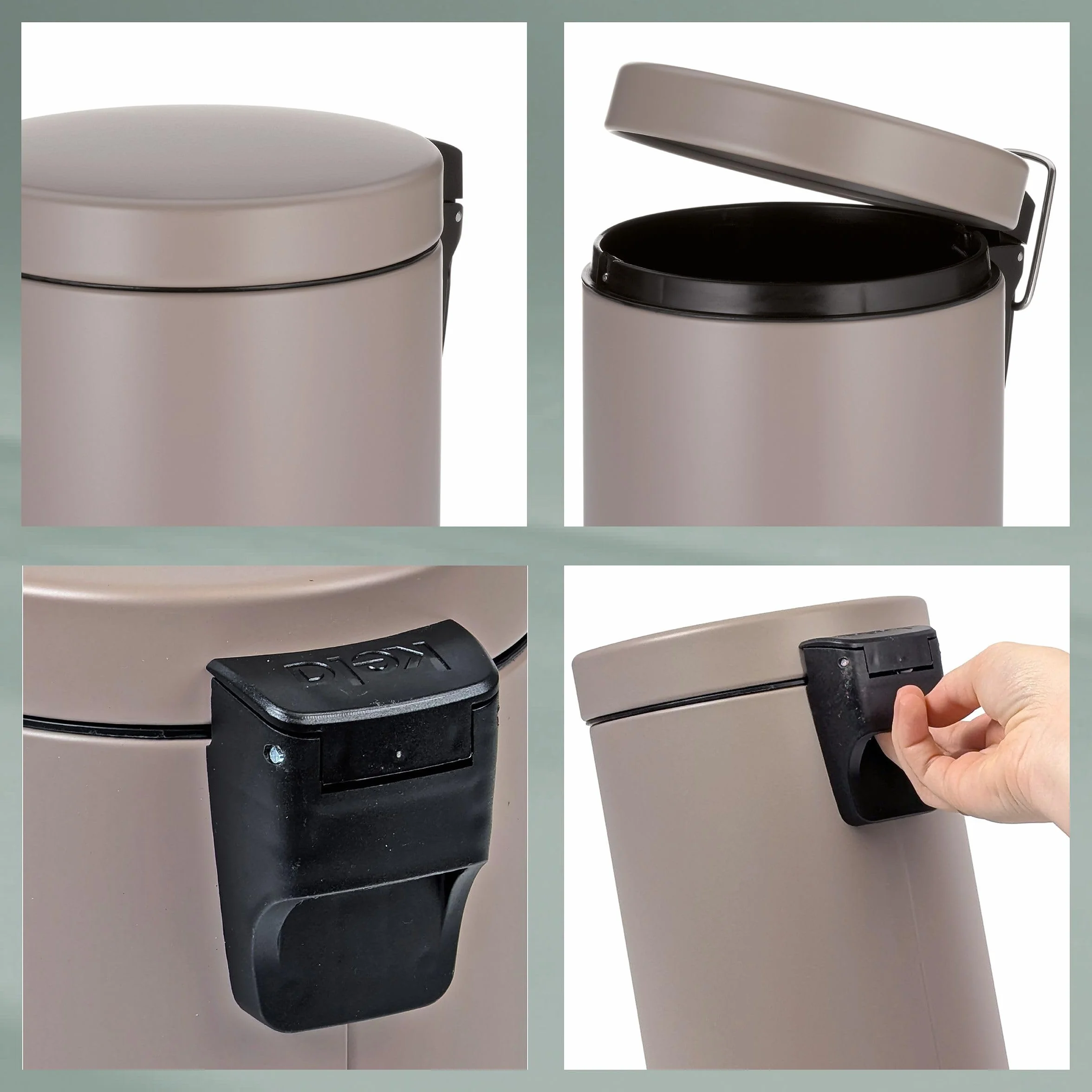 kela Cubo de basura metálico con pedal 3 L marrón cachemira mate MONACO