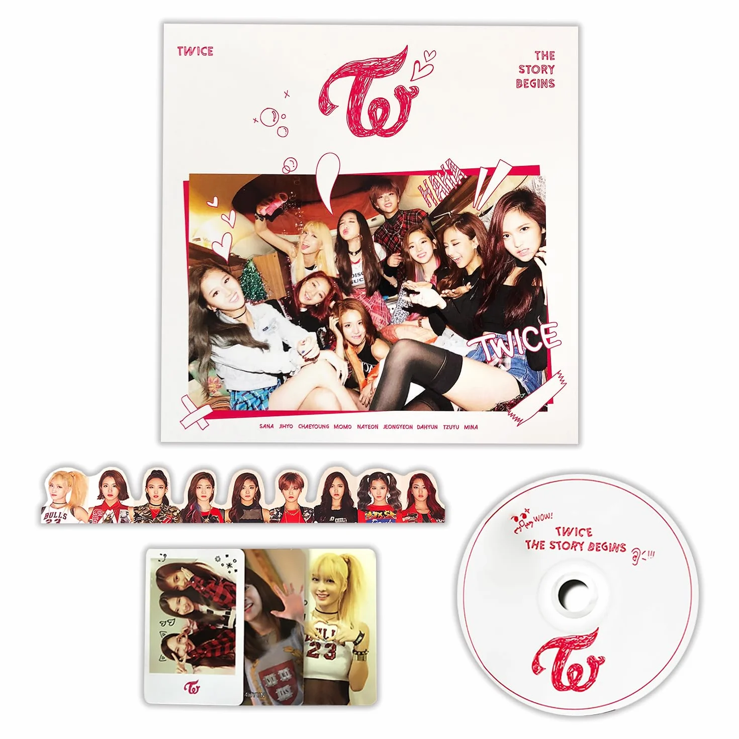 TWICE 1st Mini Album THE STORY BEGINS CD Photobook Photocards Garland 2 Pin Button Badges