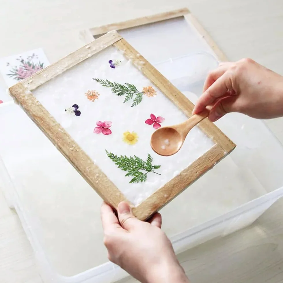 Bastidor Papel Reciclado Marco Fabricación Papel con Malla Madera DIY Serigrafía Arte