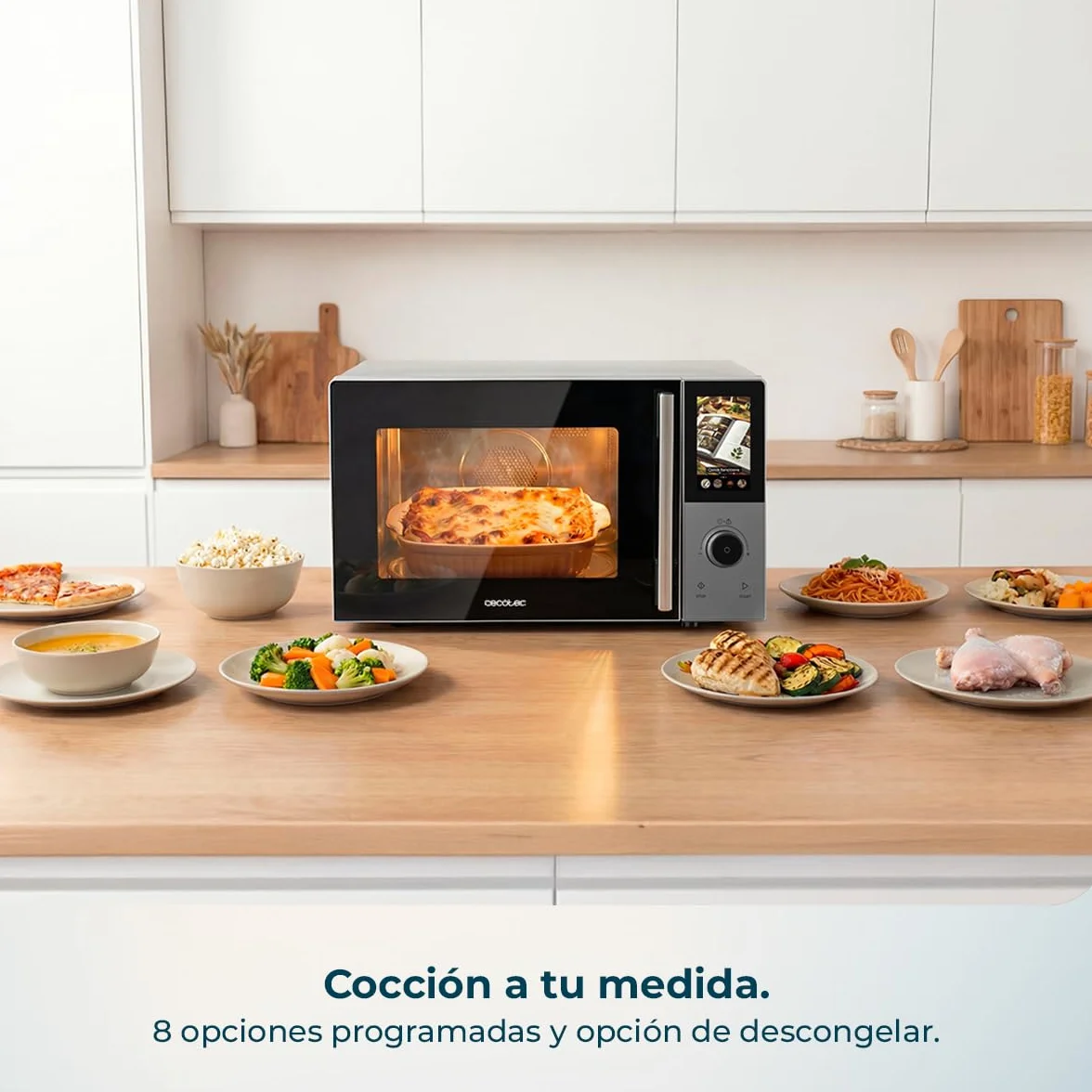 Cecotec Microondas Digital Táctil Convección y Grill 28L 900W 1200W 2200W 8 Programas