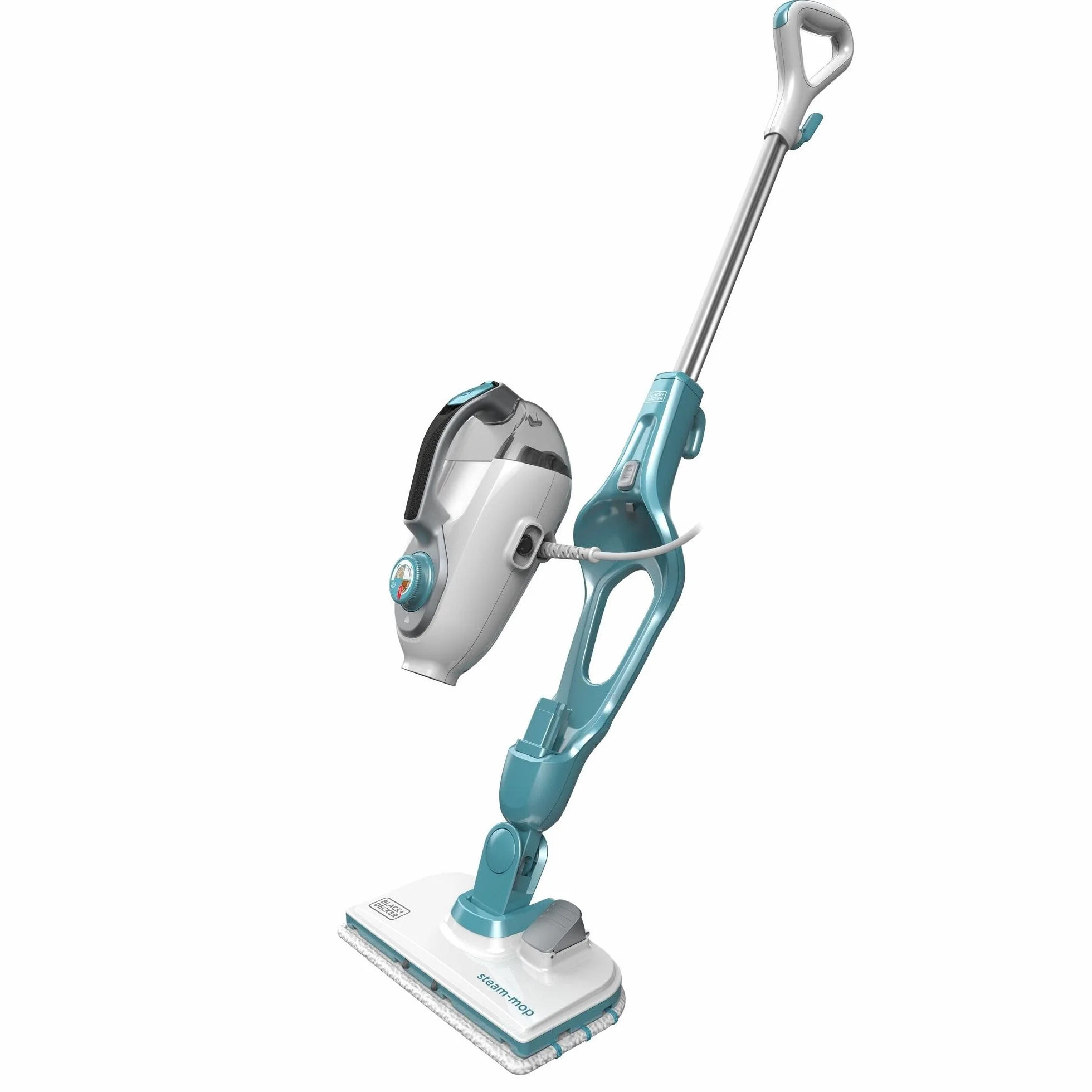 BLACK+DECKER Mopa a Vapor con Cable 1300W 12 Accesorios, Blanco/Azul Cielo, FSMH1321JSM-QS