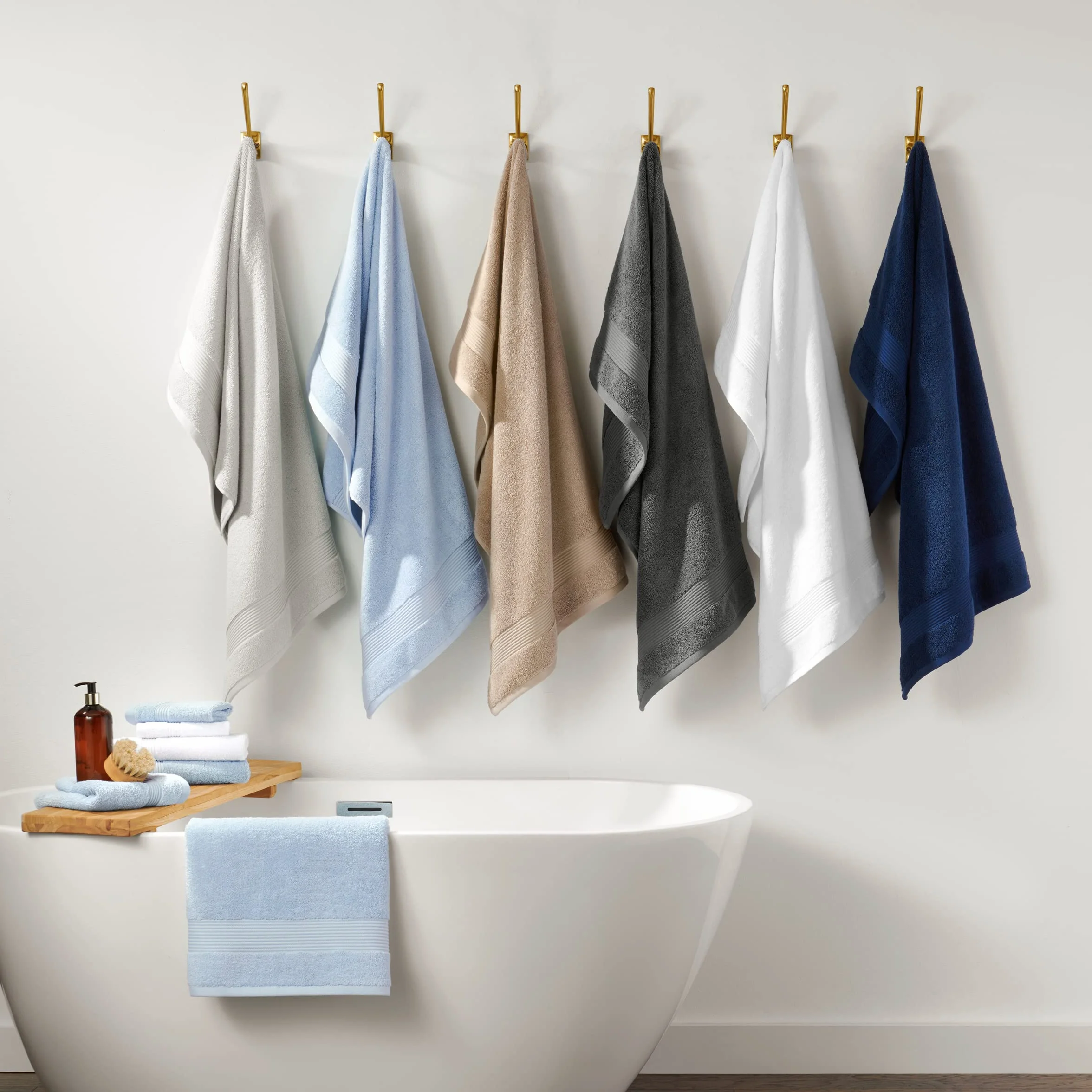 Arkwright - Juego de 6 toallas de baño supersuaves, 100 % algodón, 600 GSM, secado rápido y absorbentes, esenciales de baño de lujo con 2 toallas de ducha, 2 toallas de mano y 2 paños de baño, color