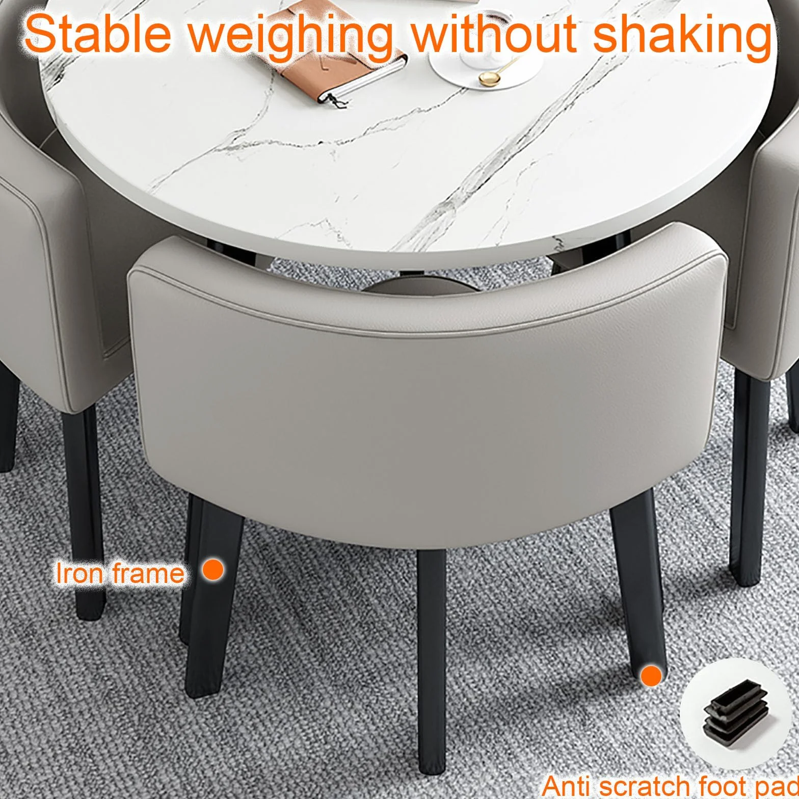 Juego de mesa de conferencias de oficina pequeña con 4 sillas, mesa de comedor redonda para reuniones y negociaciones, mesa redonda de 80 cm para oficina, recepción y cocina
