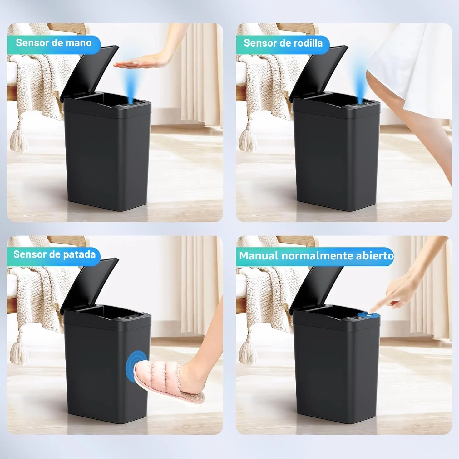 Papelera Automática de Baño 12L con Sensor de Movimiento, Cubo de Basura Inteligente Sin Contacto