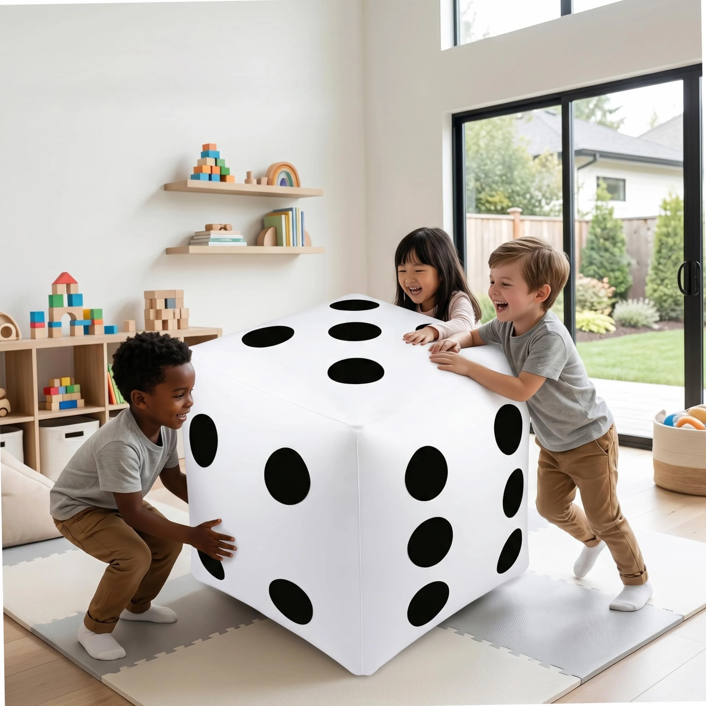 Juegos y Actividades de Fiesta, Dados inflables Gigantes, 40 Pulgadas, PVC a Prueba de Fugas, Blanco, Diversión en el césped