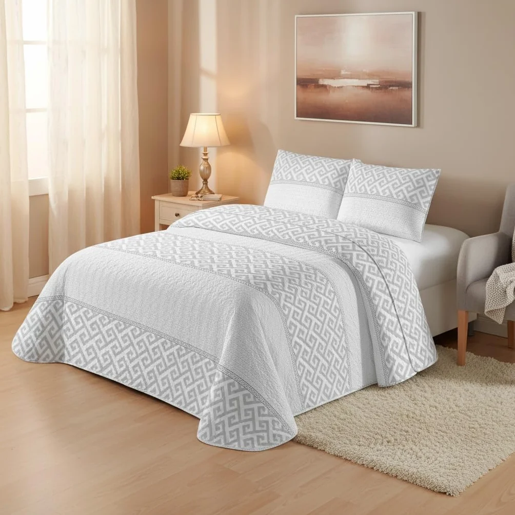 DALINA - Colcha Bouti para Cama 90, Cubre Cama Fina 180x260cm Incluye 1 Funda de Cojín, Suave Ideal para Primavera, Verano y Entretiempo,Estampado