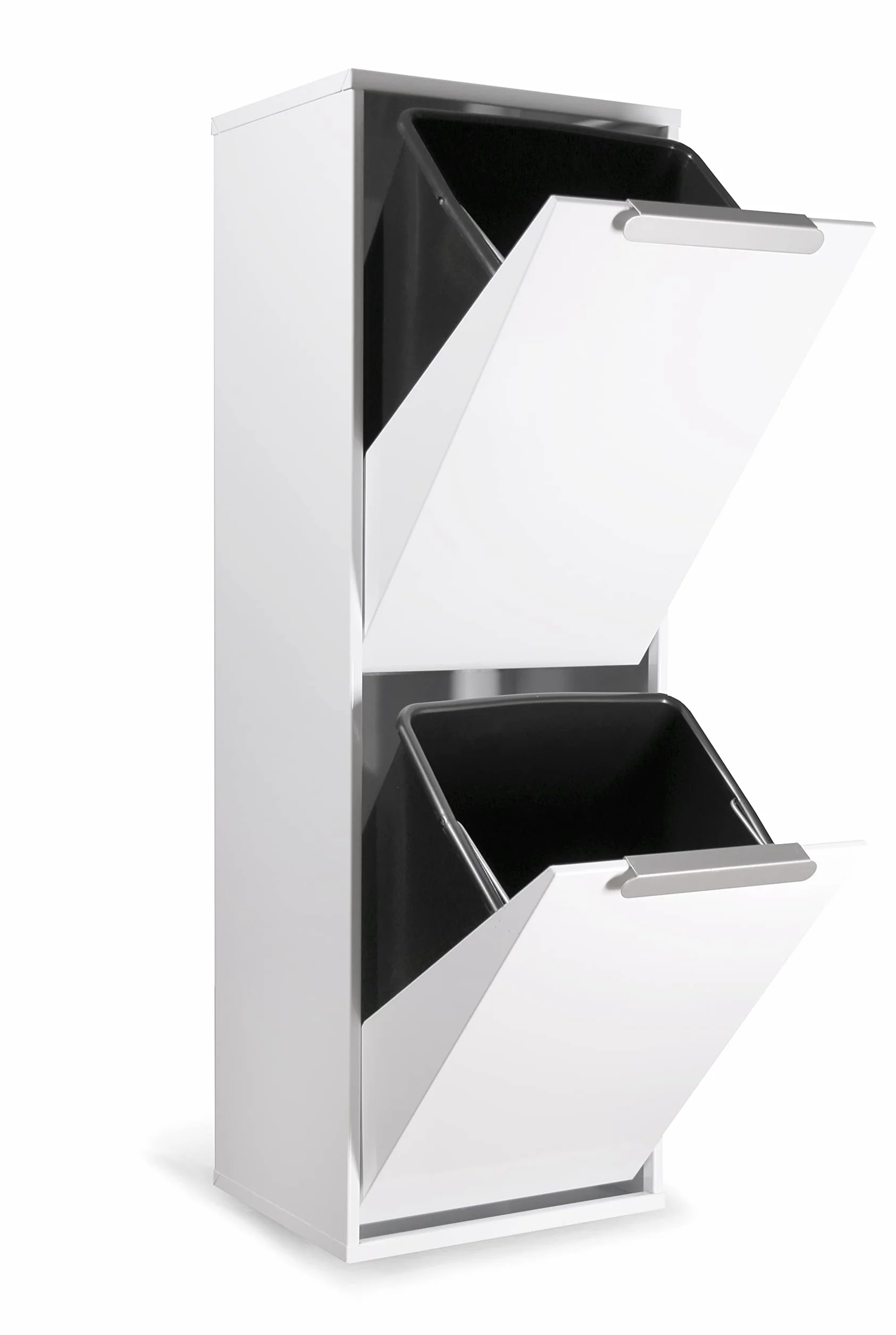 Arregui Ecoclas CR201-E Cubo de Basura y Reciclaje de Acero de 2 Compartimentos | 2x17L (34L) | Cubos de Basura de Cocina | Contenedores de Reciclaje para Casa u Oficina | blanco
