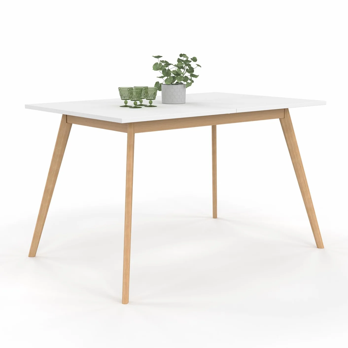 IDMarket – Mesa escandinava Extensible Rectangular Inga 4-8 Personas, 110-150 cm, Color Blanco