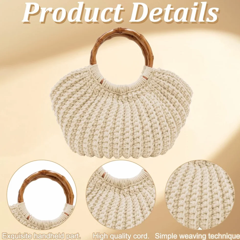 ACRNIGHEET Kit de bolsa de ganchillo para adultos, kit de bolsa de ganchillo para principiantes, kit de ganchillo para principiantes, kit de iniciación de bolsa de ganchillo bohemio con guía de video