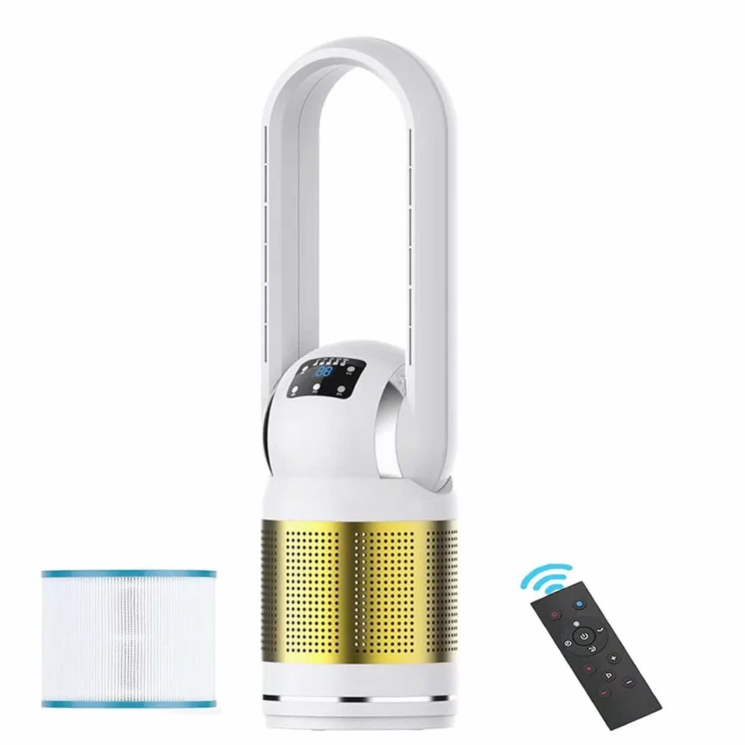 Ventilador calefactor de 2000W,ventilador de torre sin aspas con control remoto,ventilador de purificación de aire con filtro HEPA,ventilador de columna oscilante con velocidad continua,temporizador